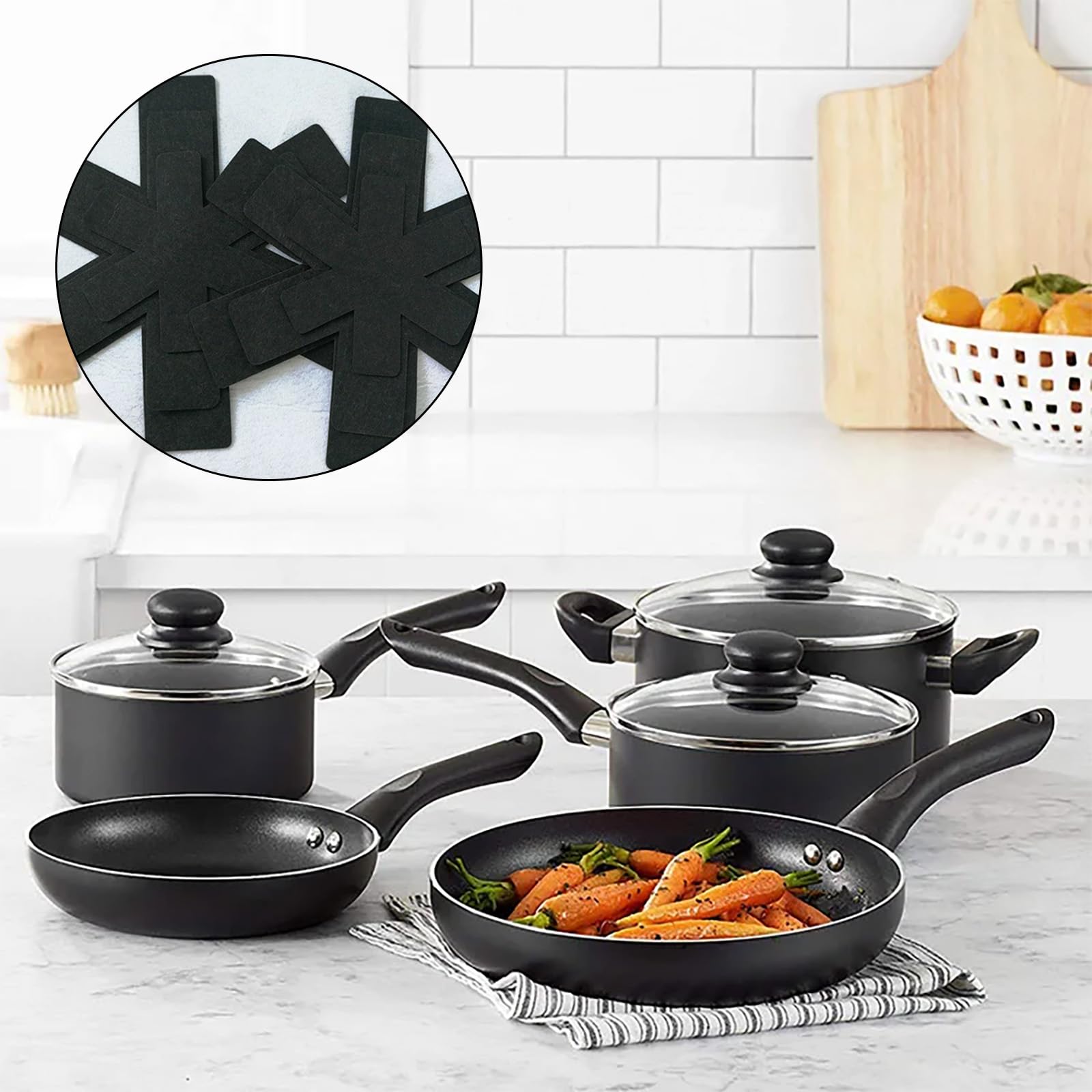 Pot And Pan Protectors Set – 9 Pieces Felt Dividers For Stacking Cookware, Adjustable Mats To Prevent Scratches 6 thumbnail image