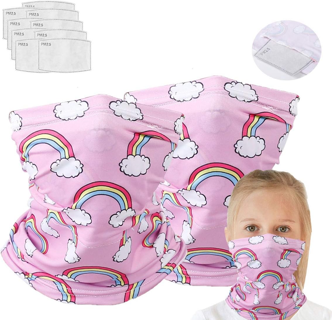 Kids Neck Gaiter Balaclava With Filters For Boys, Half Face Protective Bandana Masks, Toddler Reusable Infinity Scarf, Gifts For Boys, Childrens Headwear For Hikin, Fishing, Softball