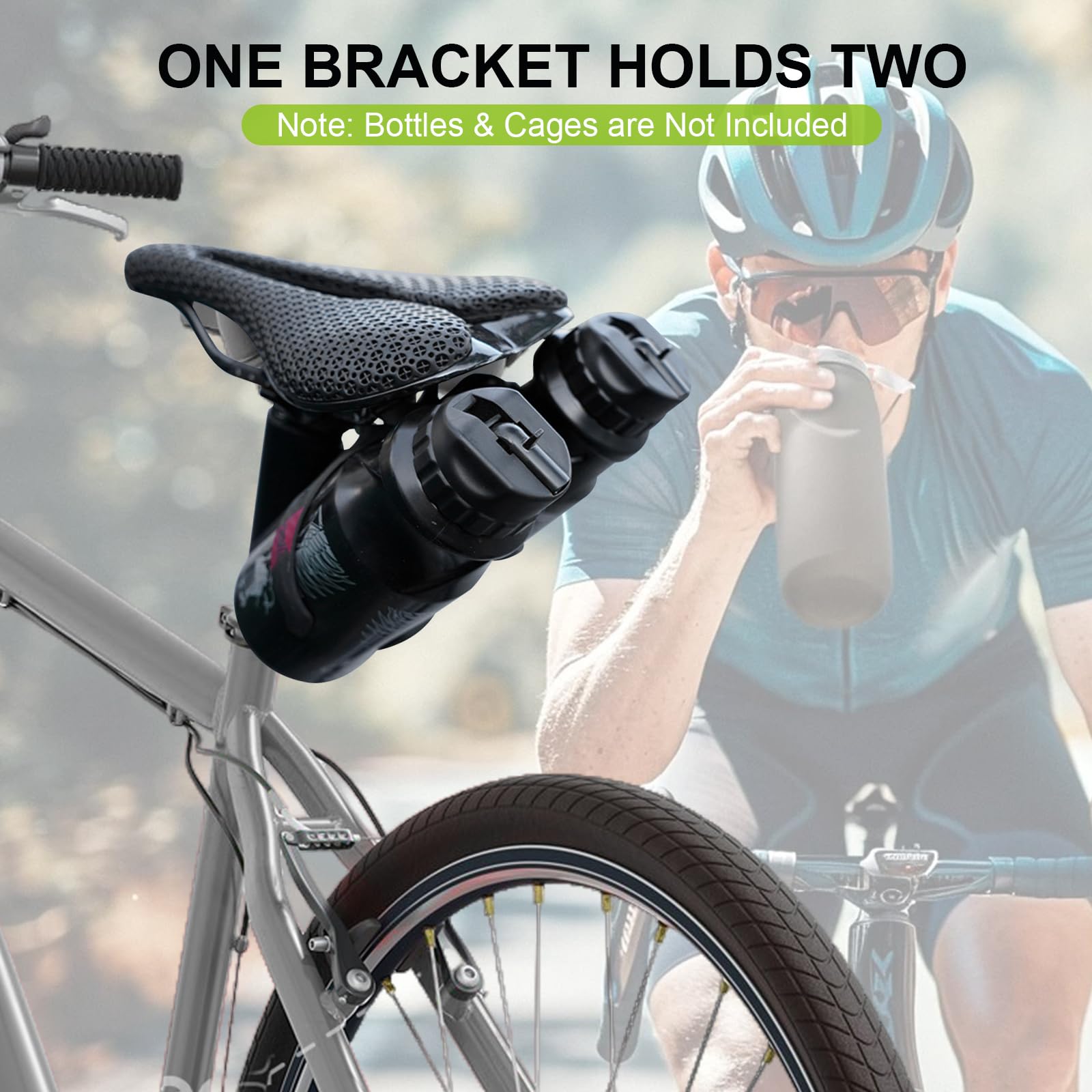 JINKEY Bike Saddle Water Bottle Holder Adapter,Dual Aluminium Alloy Bottle Mount Bracket for MTB Road Bicycle Saddle Rail Water Bottle Cage for Cycling