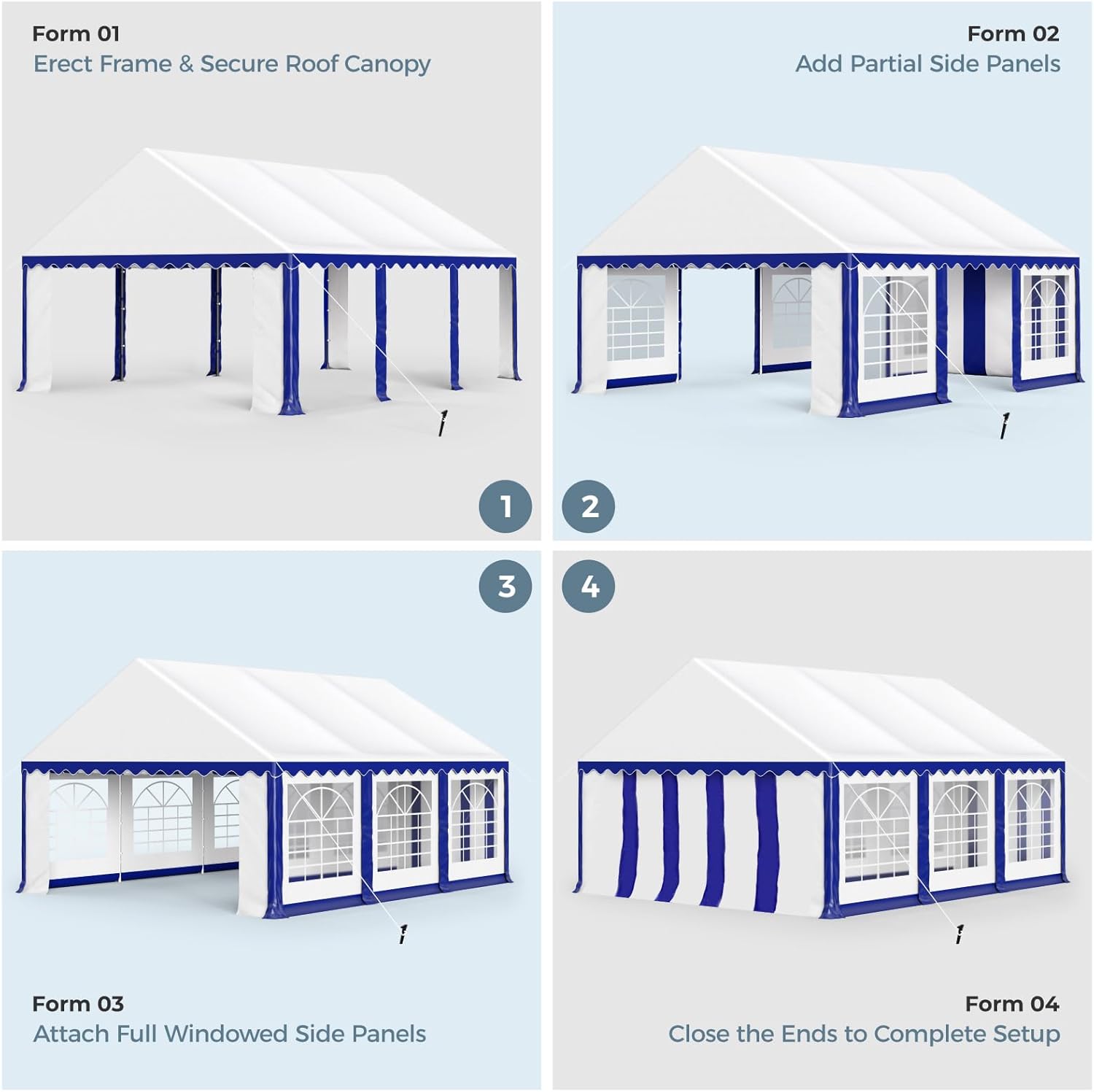 GREEN PARTY 16x20FT Party Tent Heavy Duty, Large Wedding Event Shelters with 3 Carry Bags & Removable Sidewalls, Outdoor Canopy Gazebo Commercial Tent for Carport Camping Garden Patio