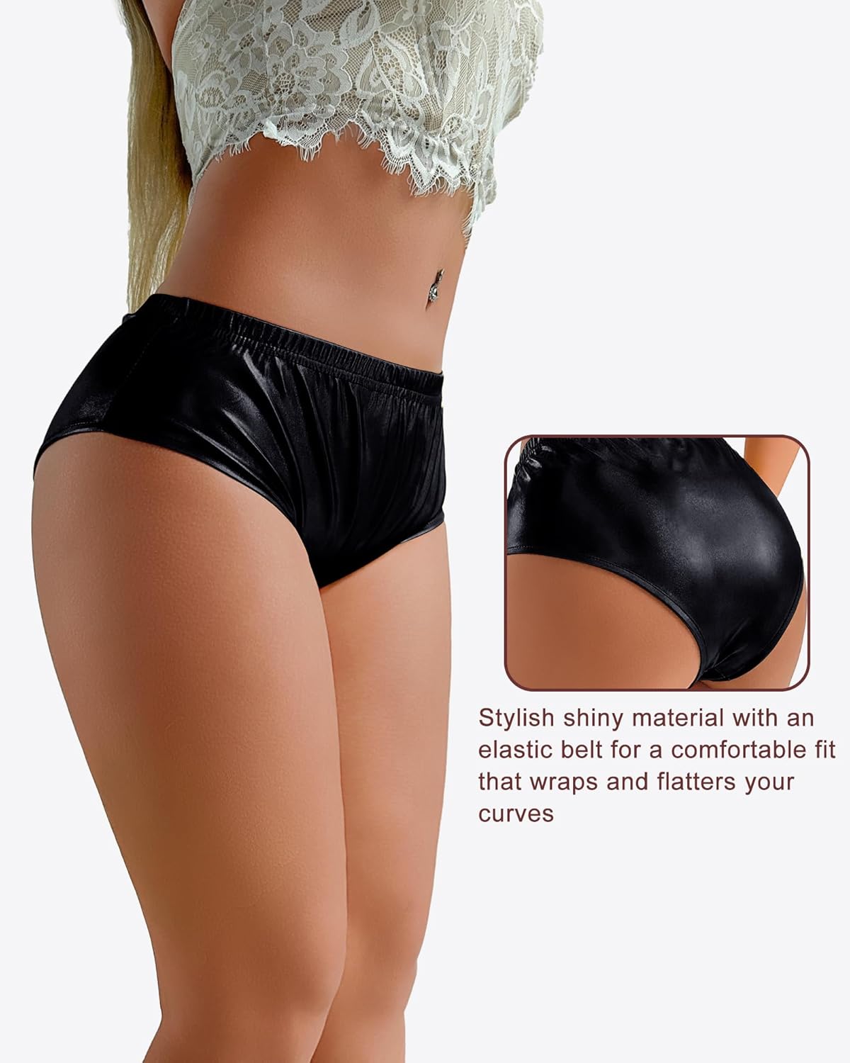 Women's High Waisted Booty Shorts Metallic Sexy Rave Bottoms for Dance Festival Sparkly Disco Party Costume Hot Pants - Image 4