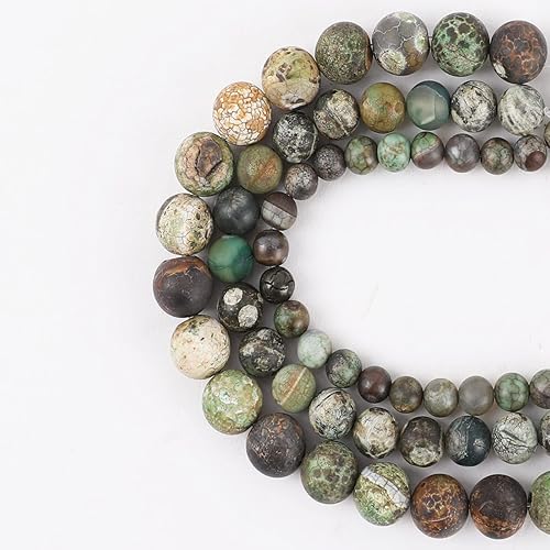 98 cuentas de piedra natural para la fabricación de joyas, cuentas redondas de ágata de fuego sueltas para pulseras, collares, aretes, fabricación