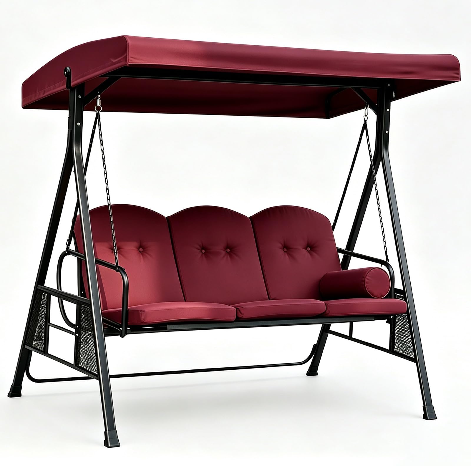 Copertura Dondolo 3 Posti Tettuccio Ricambio Impermeabile da Giardino | Tessuto poliestere 600D 250g/m², resistente ai raggi solari, facile da pulire, per prato e giardino(Red,198*125*21*16cm)