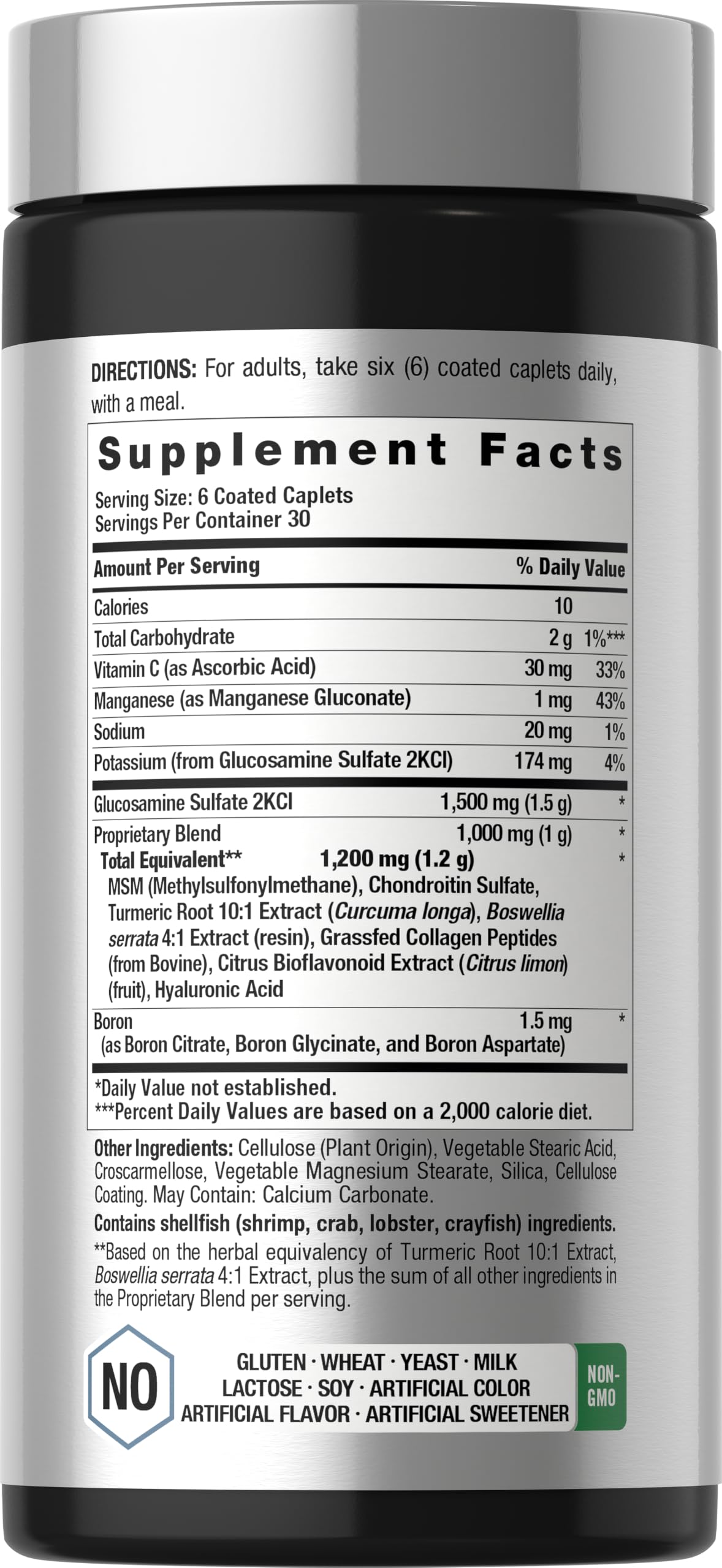 Horbäach Glucosamine Chondroitin | Plus MSM & Turmeric | 180 Coated Caplets — Amazon image 2