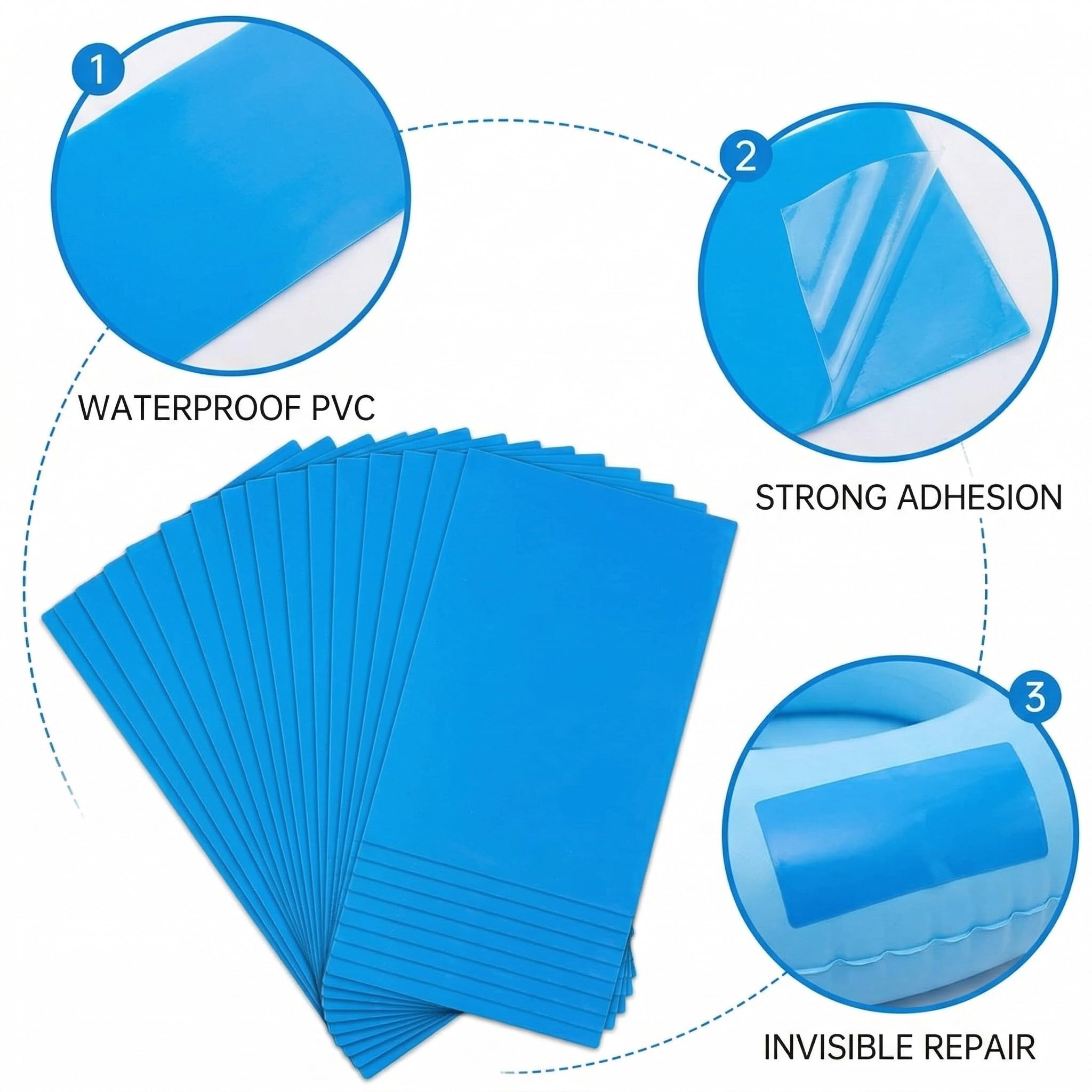20 pezzi patch di riparazione in PVC per barche gonfiabili galleggianti e tende, pellicola autoadesiva di riparazione per materassi ad aria e giocattoli