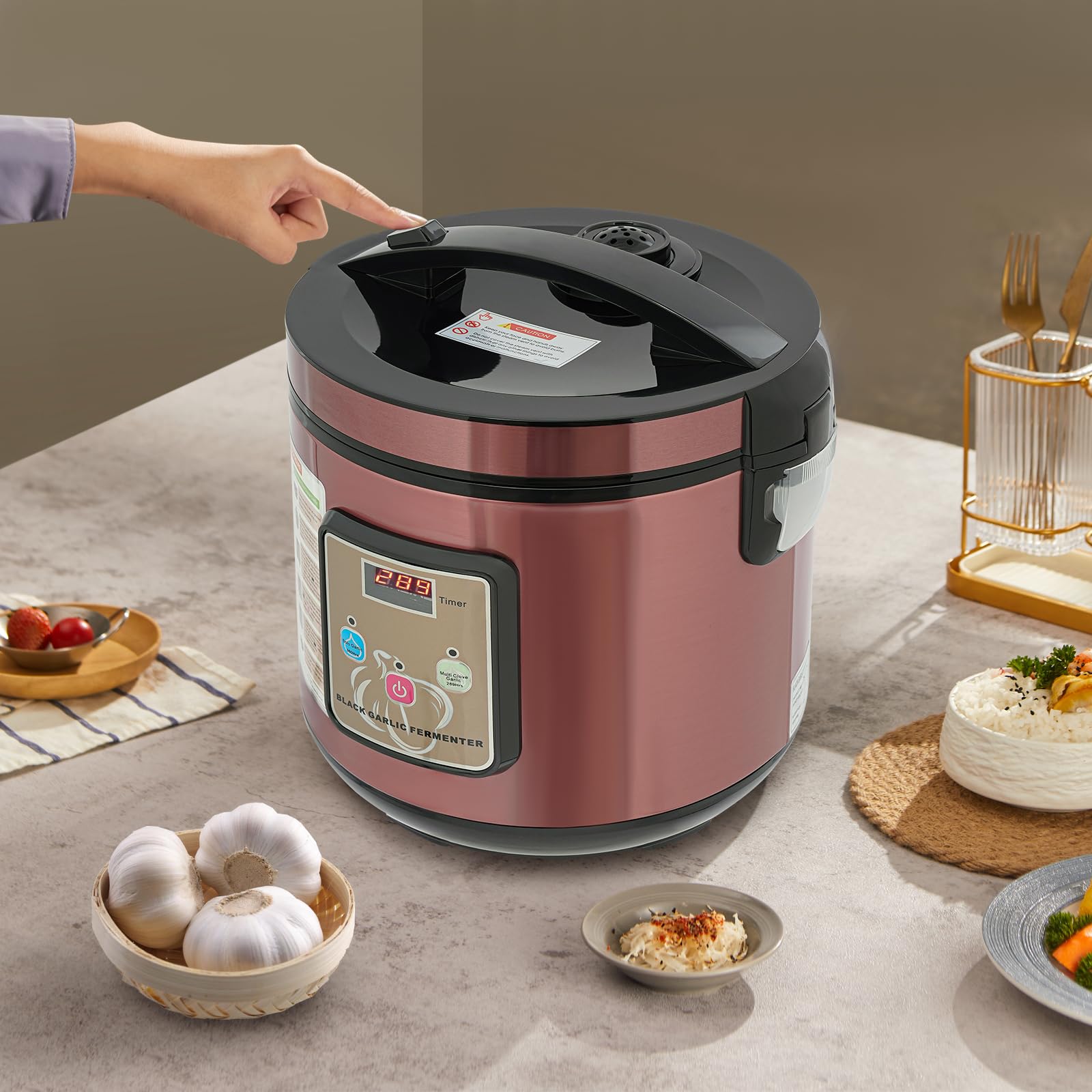 Automatischer Knoblauchfermenter Schwarzer Knoblauch Professioneller Fermenter 5L für Joghurt Natto und Kimchi mit intelligentem Temperaturprogramm 50-85°C