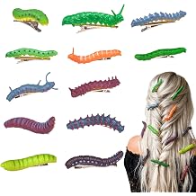 12 Pcs Funny Caterpillar Hair Clips, Halloween Spooky Party Hair Accessories, Fun Bug Hair Clips for Women Girls Duckbill Clips for Crazy Hair Day