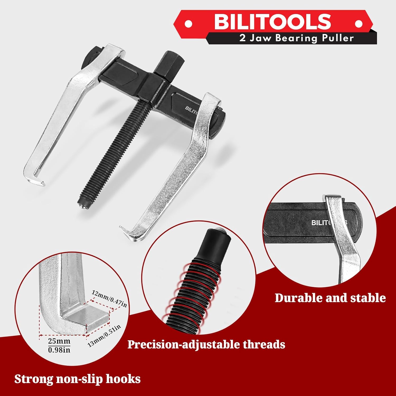 BILITOOLS 6" & 8" &10" 2-Jaw Gear Puller Kit, Internal External for Removal of Pulleys Flywheels Bearings & Gears