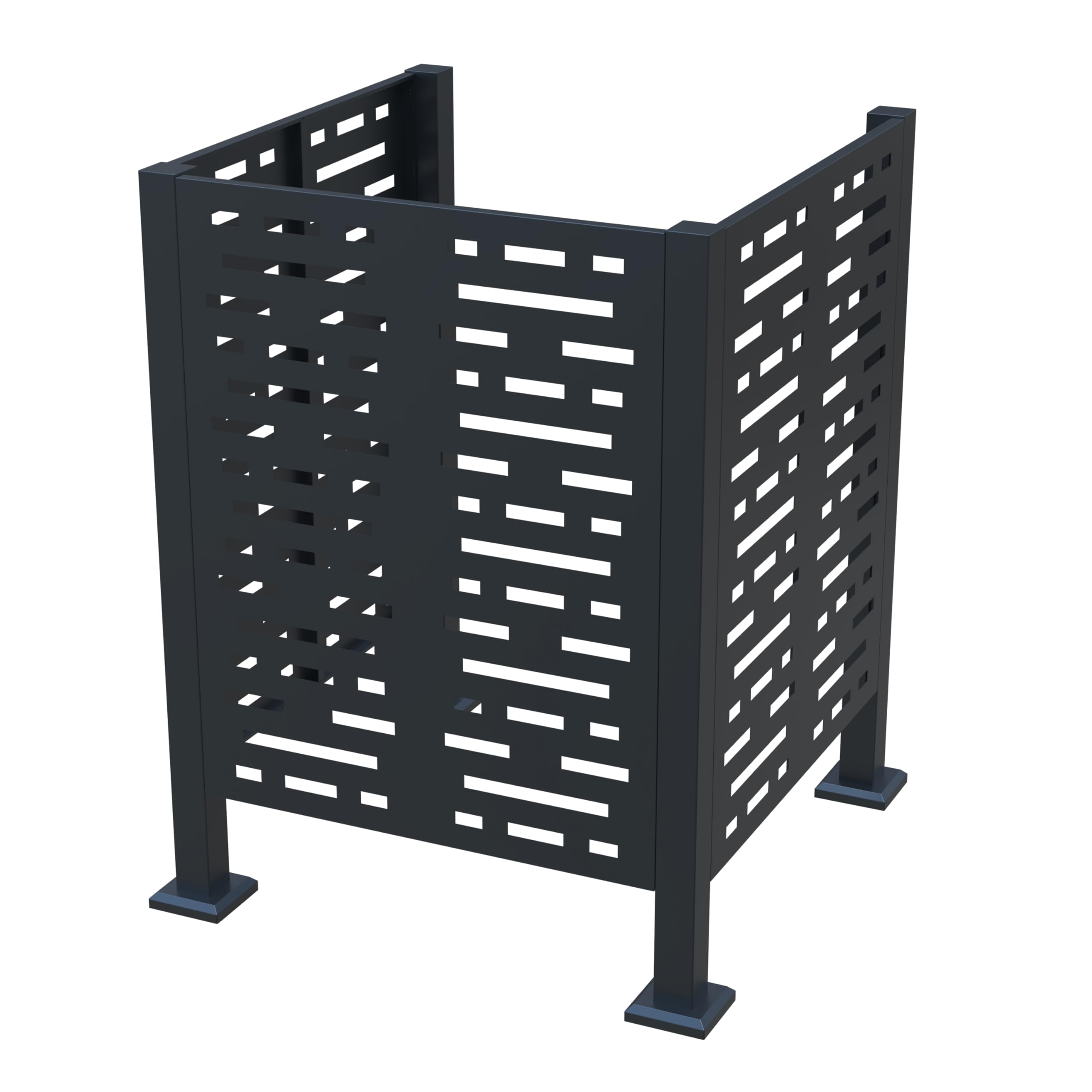Abdeckung für Klimaanlage, quadratisch, 91 x 91 x 114 cm, Turmabdeckung aus verzinktem Stahl, Anthrazit, Schutzkäfig für Wärmepumpe mit 2 hängenden Pflanzgefäßen