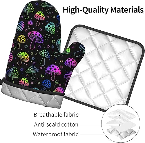 Miniatura 4 de Manoplas de horno y soportes para ollas, resistentes al calor, para cocinar, barbacoa, hornear, asar a la parrilla, cocina