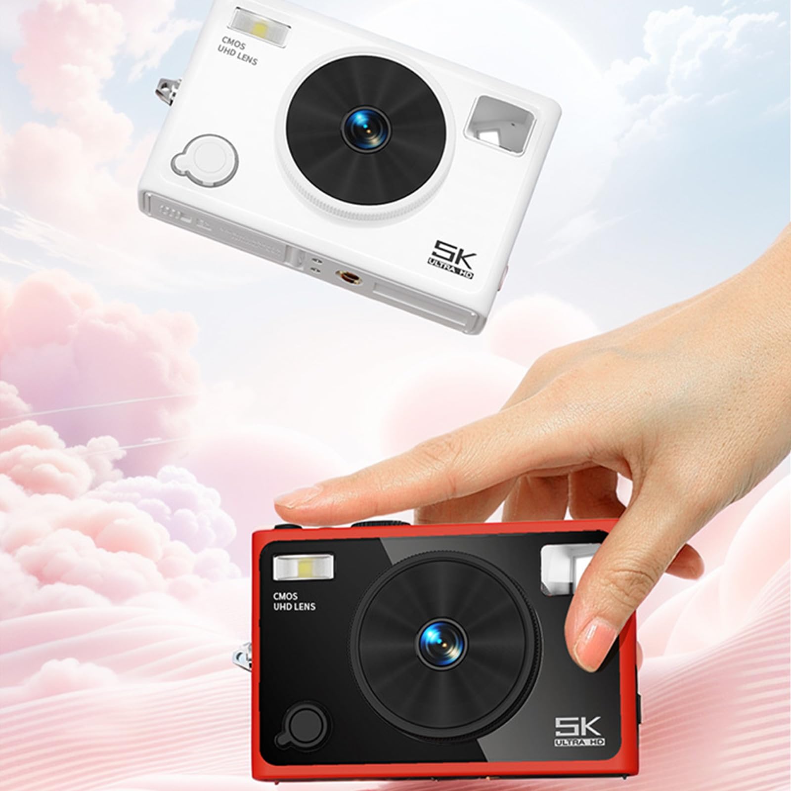 Fotocamera digitale 64MP 5K con filtri bellezza Doppia lente anteriore e posteriore per Vlog Fotografia viaggio Bambini Adulti Regalo Fotocamera per principianti