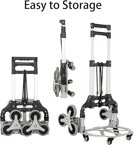 Miniatura 6 de FULLWATT - Carretilla de mano plegable de 264 libras de capacidad, de aluminio con mango telescópico y ruedas de goma