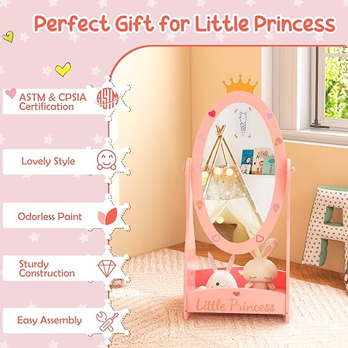 Miniatura 25 de Costzon Juego de tocador para niños, juego de tocador para niñas con espejo y taburete, tocador de maquillaje de princesa con cajón, tabla de
