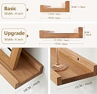 OAKERLAND 80 cm tölgy fali polc, lebegő fapolc otthonhoz, irodához, hálóhoz, nappalihoz 3
