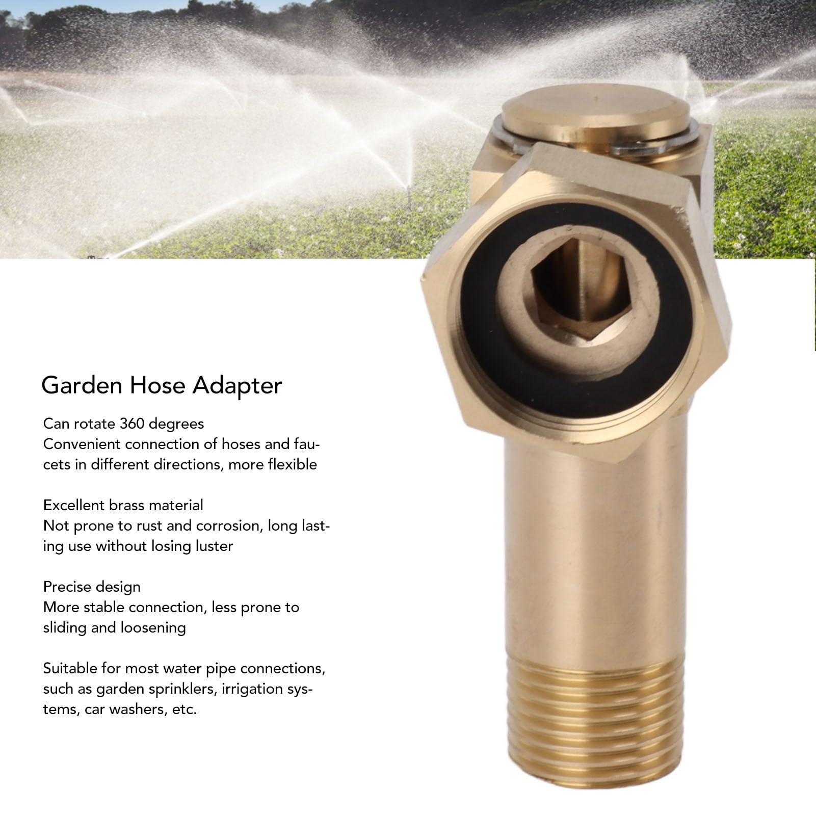 Adaptateur De Tuyau D’arrosage 1 Pouce GHT – En Alliage De Zinc, Coude Pivotant – Compatible Avec La Plupart Des Enrouleurs