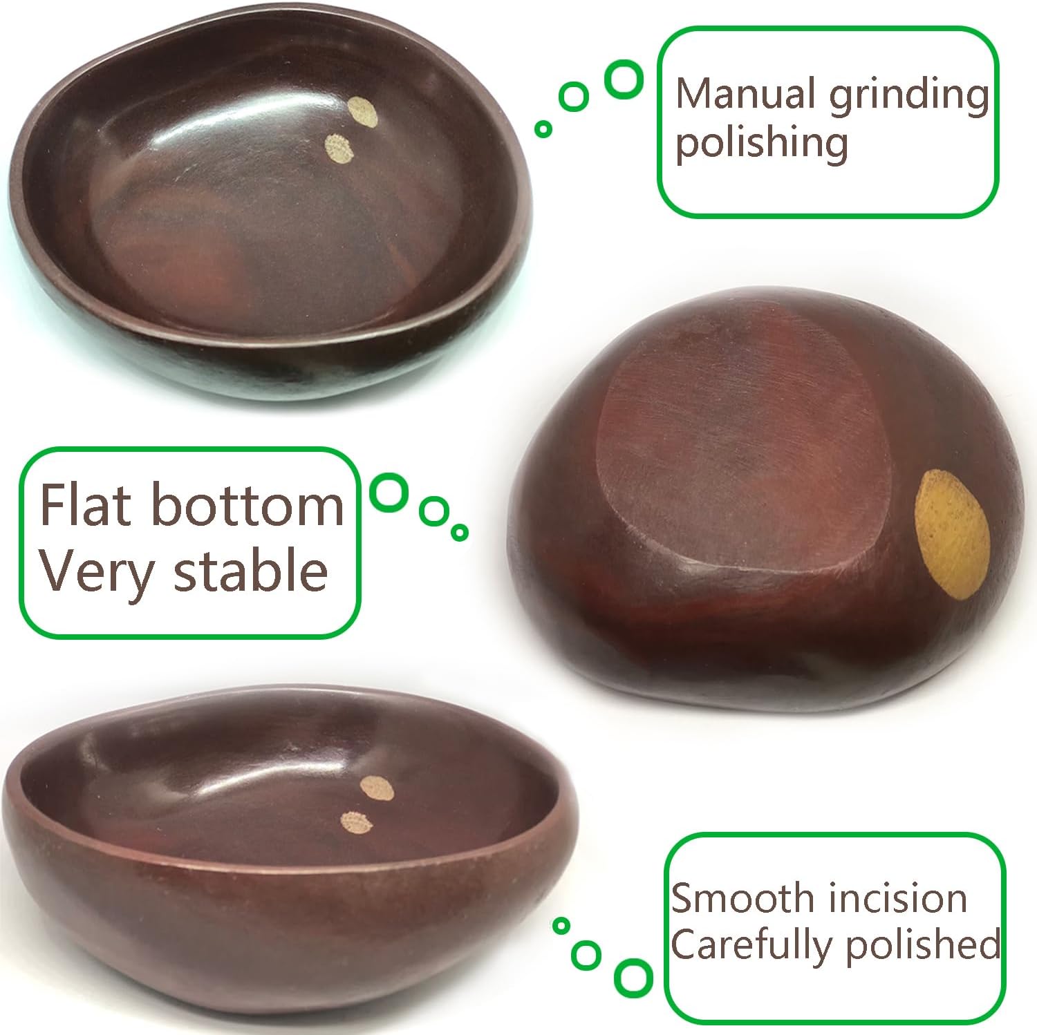 Natural River Stone Reptile Food Bowl - Handmade Pebble Dish for Reptiles, Amphibians, Hedgehogs, and Small Pets - Unique Size, Shape & Color - Water & Food Bowl (Crimson red)