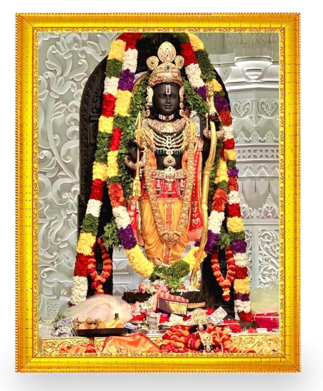 4OUR FAITH Shri Ram Lalla Acrelic Photo Frame Lord Ayodhya Ram Digital Reprint with Wall Hanging Accessories Photo of Shri Ram Lalla for House/Office/Gift/home Decor – Pack of 1 (10 * 14 INCH)