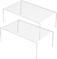 Vista 9 de Juego de 2 organizadores de estantes de gabinete de cocina, grandes (15.7 x 9.4 pulgadas), estantes de almacenamiento de despensa de alambre