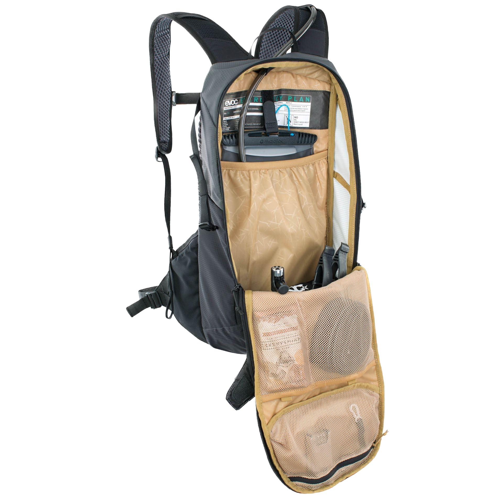 EVOC RIDE 8 Sac à dos de vélo, sac à dos de randonnée (sac à dos avec gestion intelligente des poches, rembourrage dorsal AIR-PAD, poche pour vélo)
