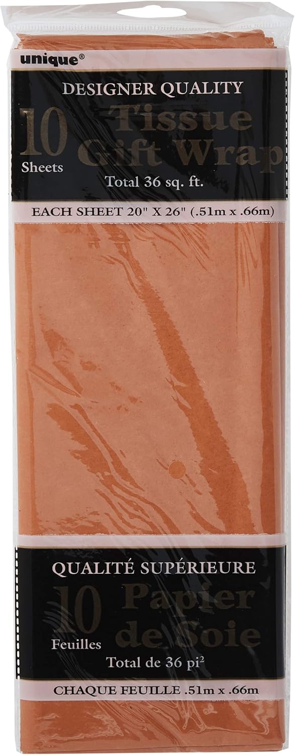 Unique Tissue Gift Wraps, 20" x 26", Orange