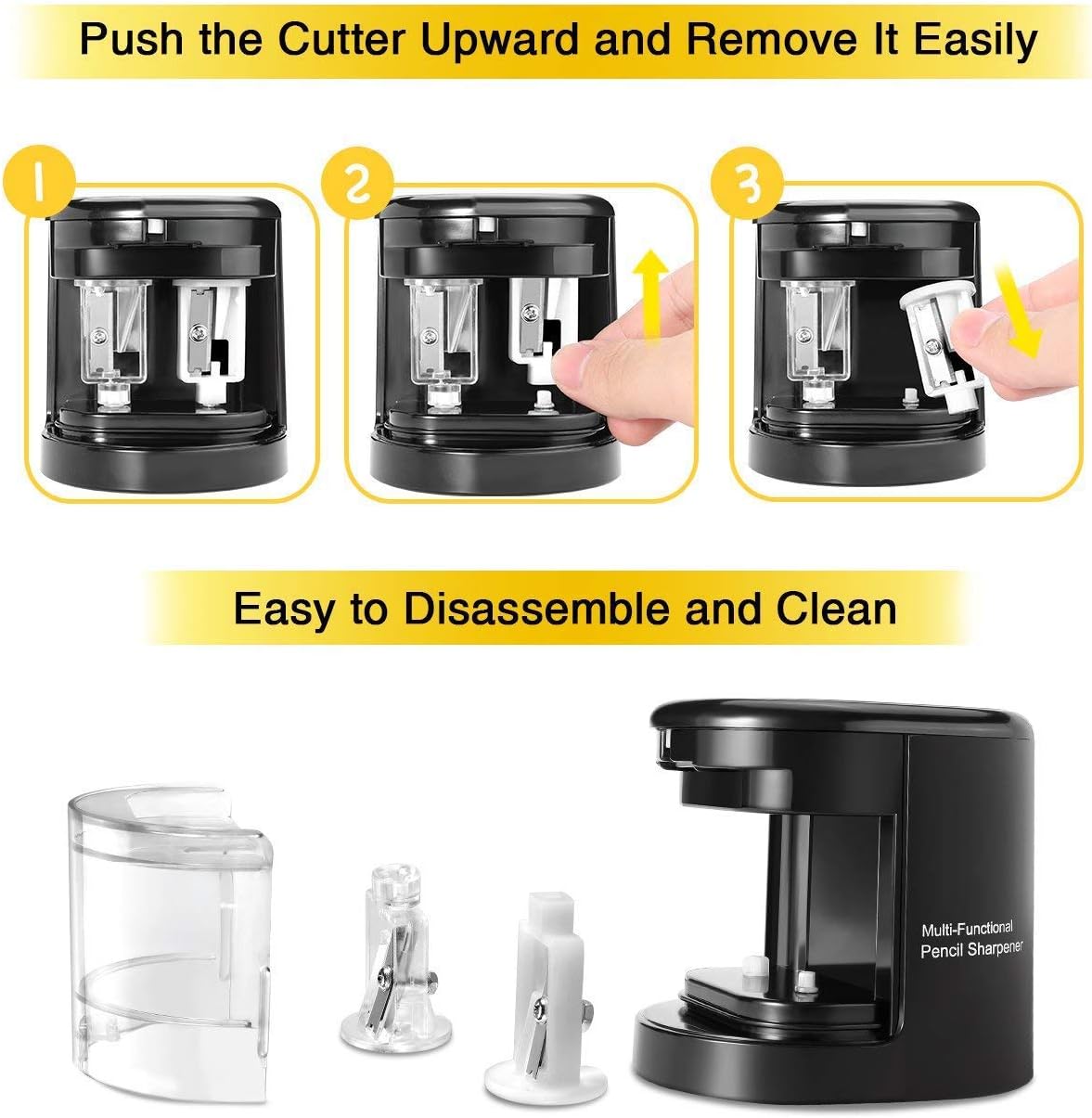 AFMAT Large Pencil Sharpener, Pencil Sharpener Large Hole for Kids, Small Electric Colored Pencil Sharpeners for Artists, 2 Holes,Battery Operated for 6-12mm No.2 Pencils, Eyebrow Pencils,Soft Pencils