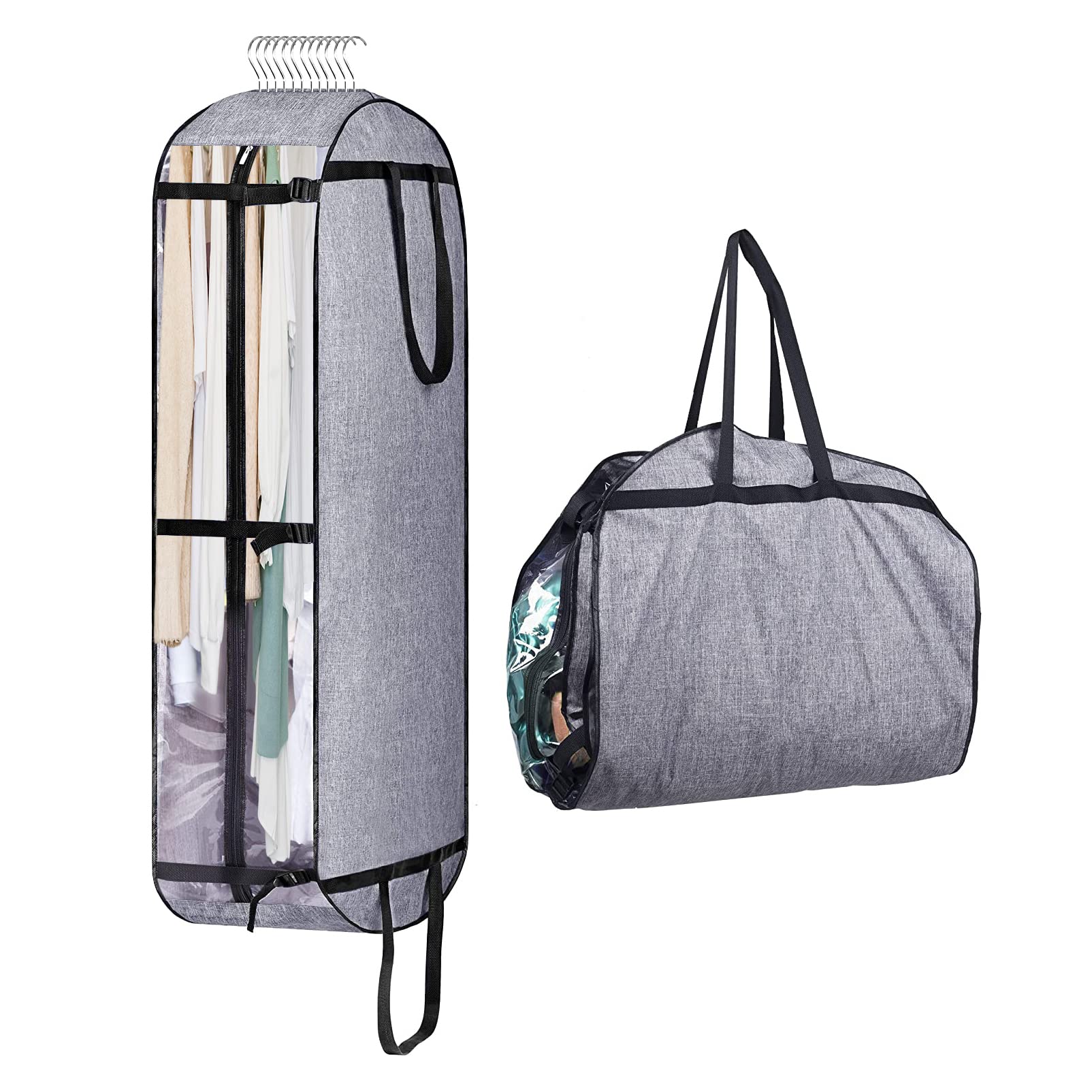 AngjuAngju Hanging Garment Bags for Closet Storage, Moving Bags for Clothes 127 cm Suit Travel Cover for Men, Women, Coat, Jacket, Shirt, Clothing