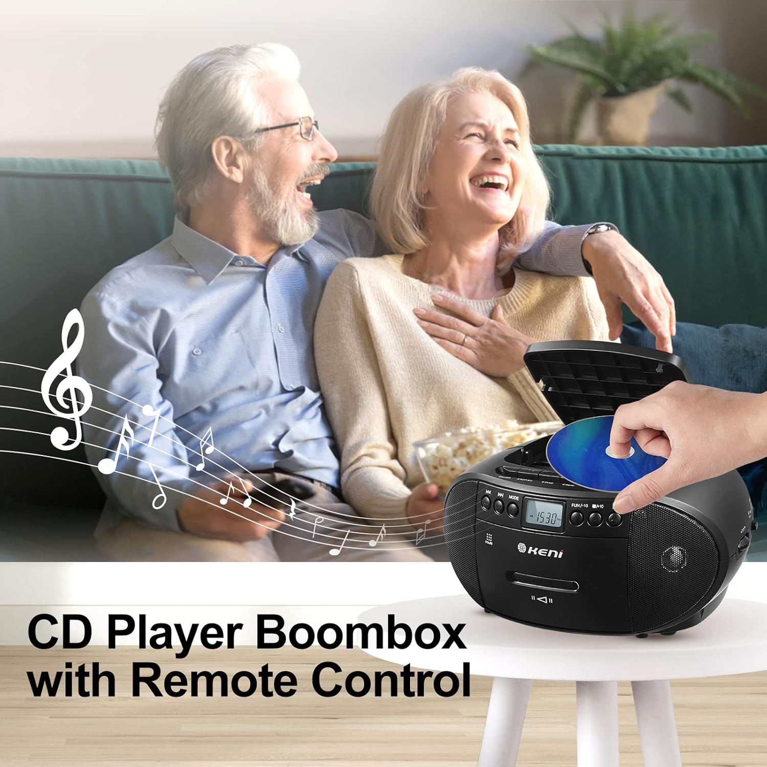 G Keni Portable CD and Cassette Player Boombox Combo, Casette Tape Recorder with Remote, AM FM Radio, USB Playback with Earphone Jack, 5.1V Bluetooth Speaker, Battery Operated or AC Powered for Home
