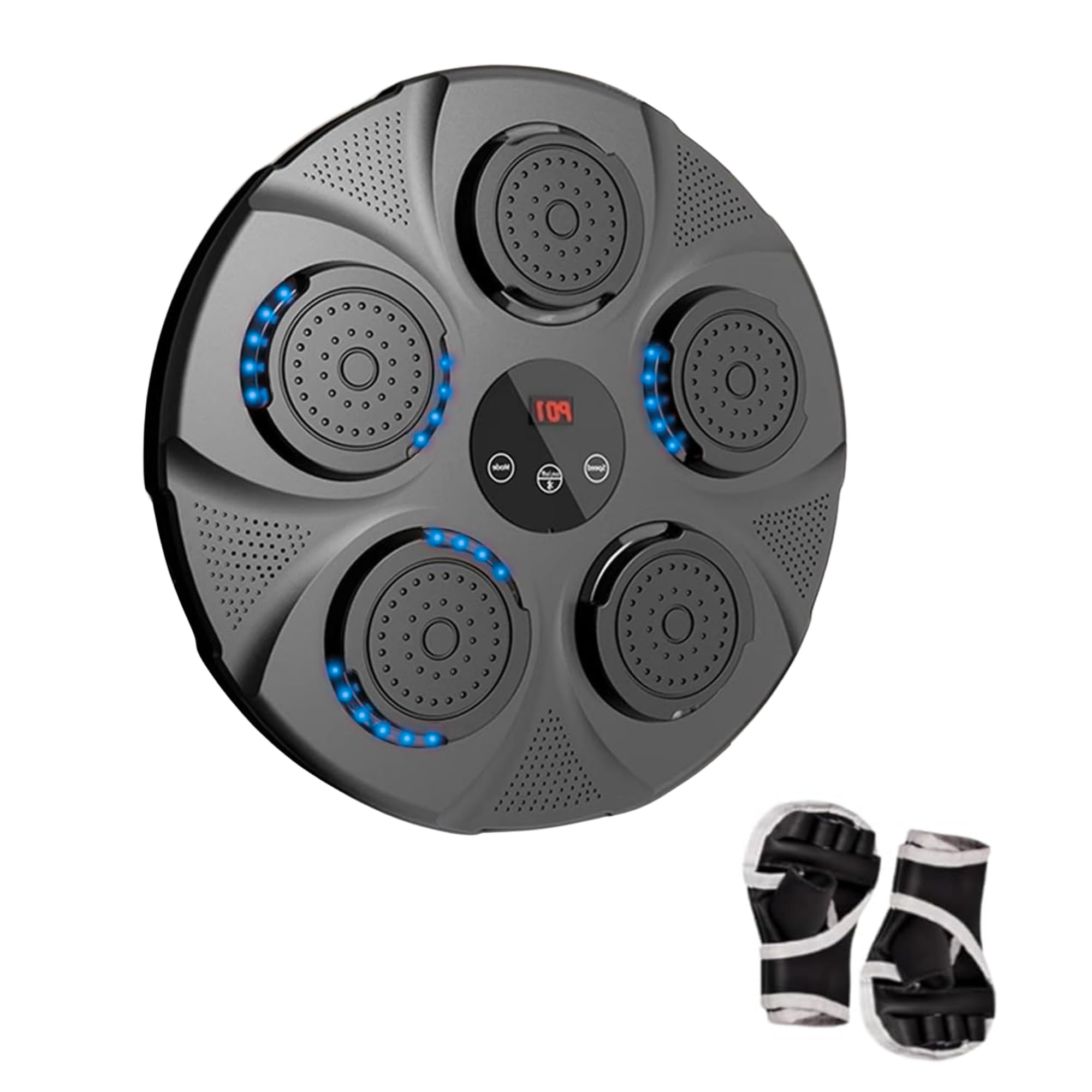 Macchina da Boxe Musicale, Attrezzatura da Allenamento per Boxe a Parete In PU con Guantoni da Boxe, Pad da Boxe a LED, Bluetooth, Luci al Ritmo Della Musica. (2 mode, 43x43x5 cm)