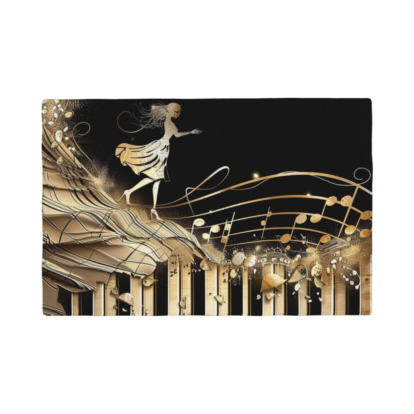 Sets de table notes de musique Novel anti-taches et chaleur en faux lin x6