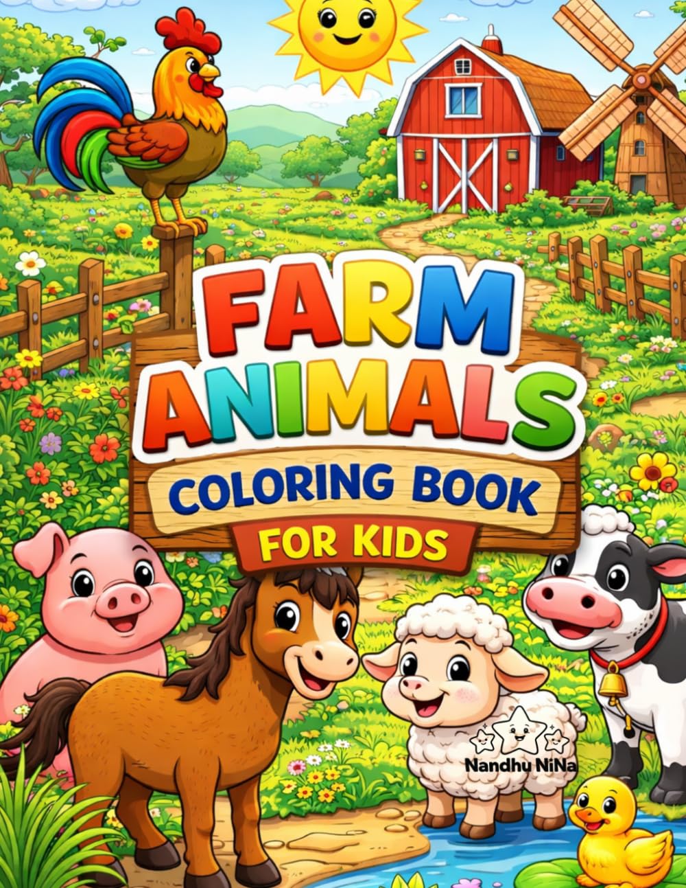 Farm Animals Coloring Book for Kids: Cute & Easy Barnyard Coloring Pages for Toddlers and Kids Ages 3–8 (ColorQuest Adventures)