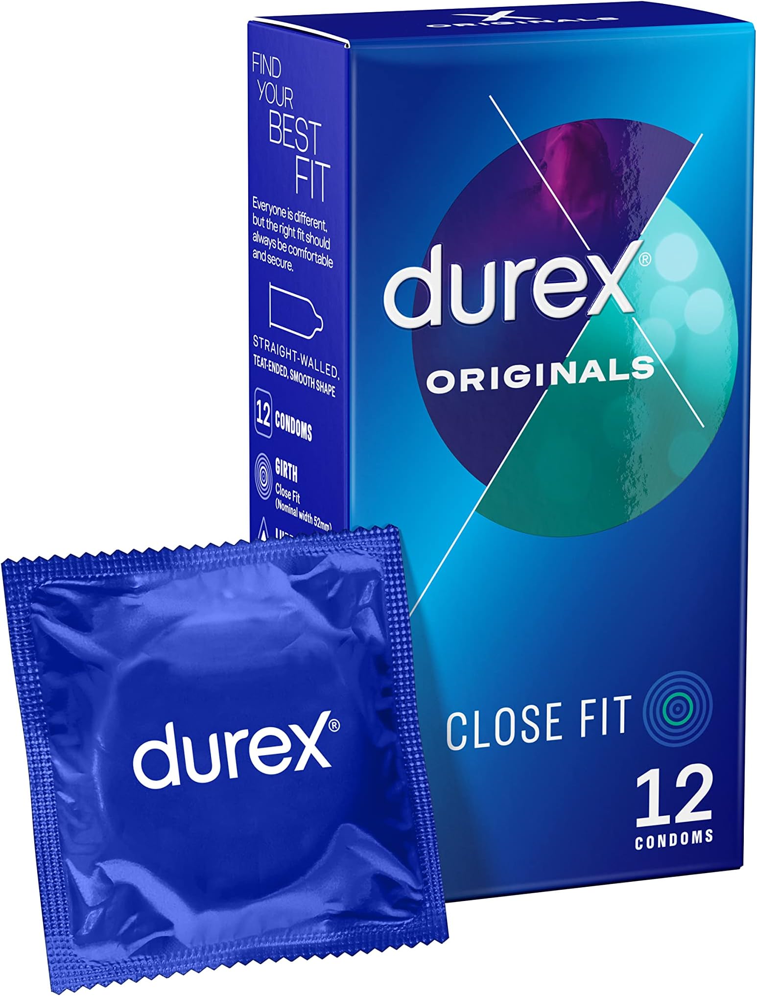 Originals Close Fit Condoms for Comfort and Confidence, Transparent, Pack of 12