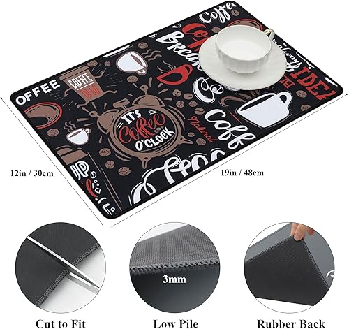 Miniatura 2 de SHACOS 2 alfombrillas de café de 12 x 19 pulgadas, alfombrilla de café absorbente antideslizante para encimeras, accesorios de cafetería,