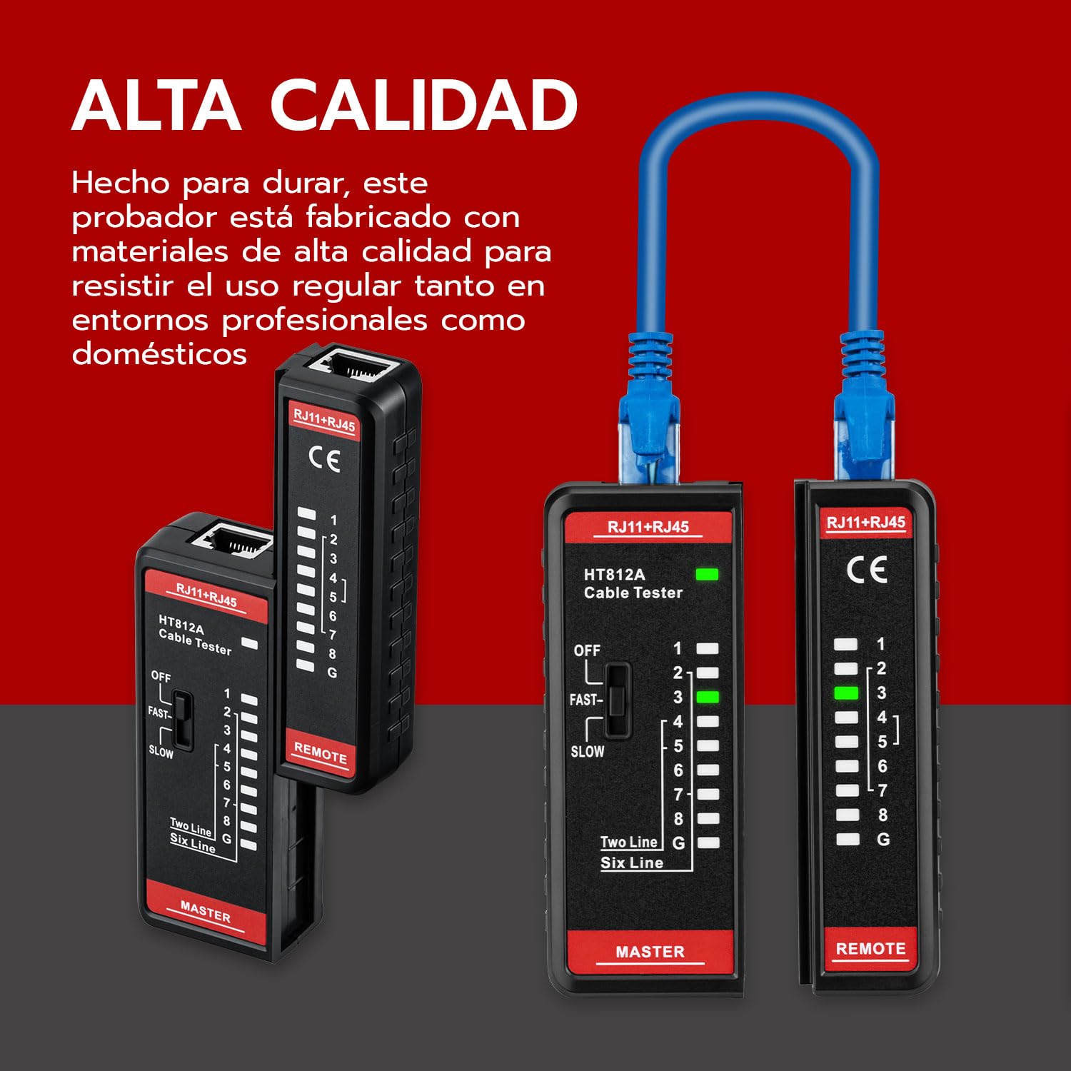 Mcbazel Tester para Cables de Red RJ11 RJ45, Comprobador de Cable de LAN, Comprobador de Cable Telefónico, Cable de Conexión para CAT6A, CAT6, CAT5E, CAT5
