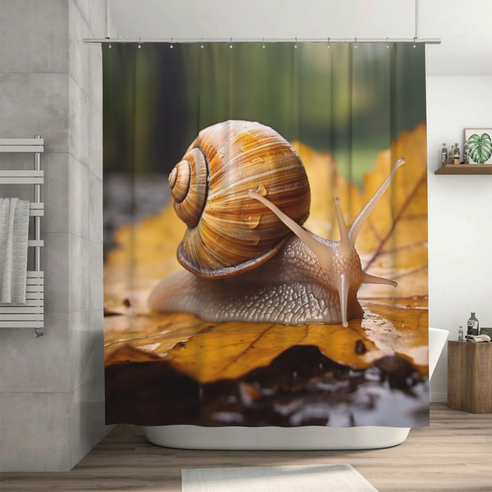 Rideau de douche escargot pour créer une ambiance nature et relaxante dans votre salle de bain