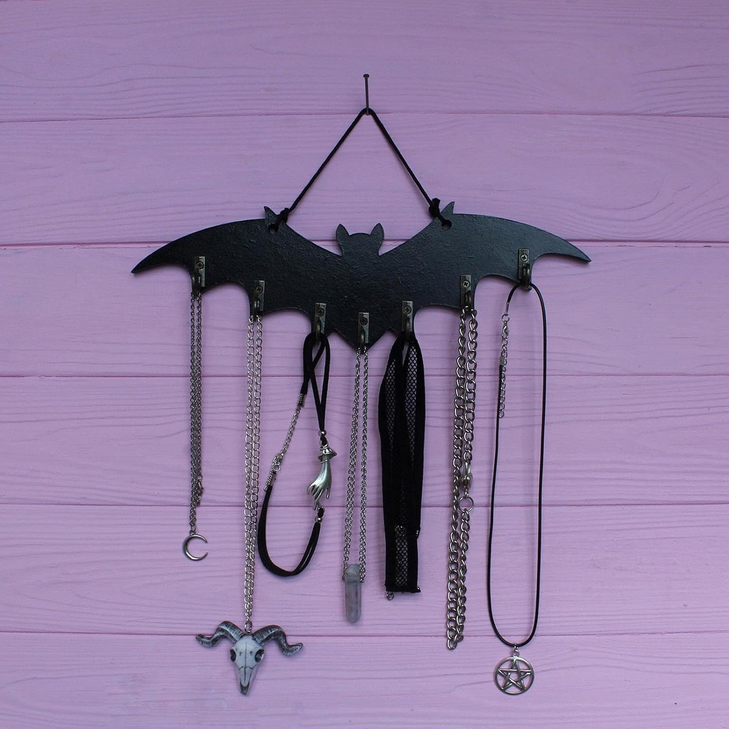 Gothic Key Holder, Wooden Bat Shaped Coat Organizer, Wall Hanger Rack