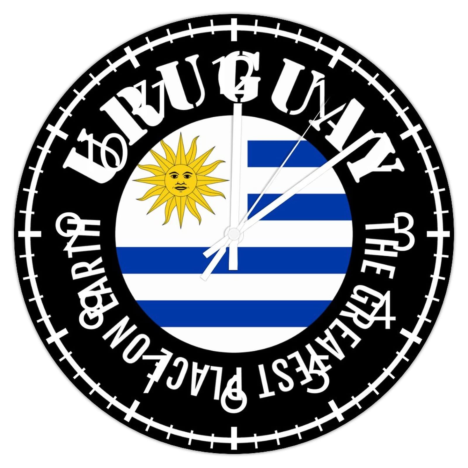 Horloge ronde 30,5 cm drapeau Uruguay en PVC léger avec piles