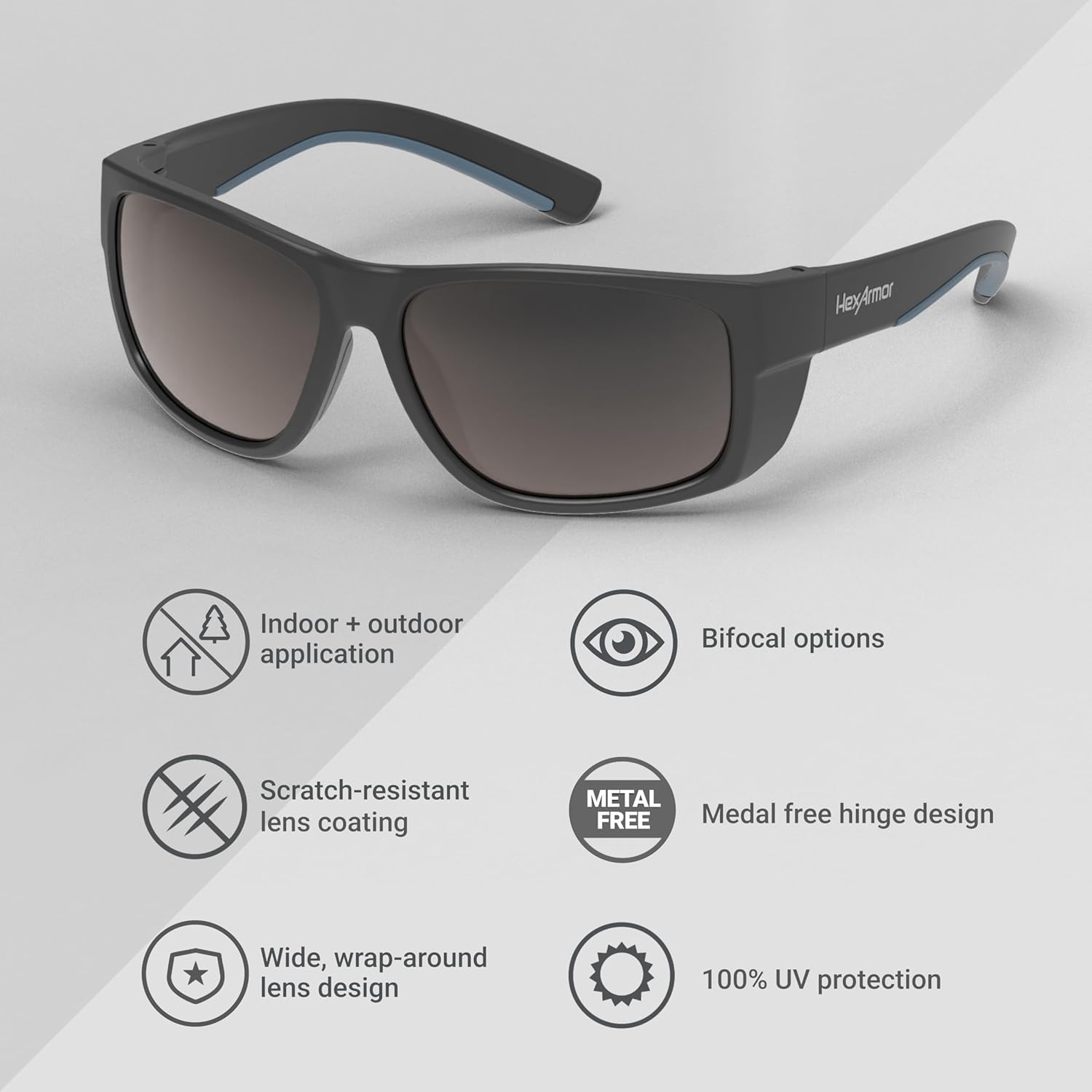 HexArmor VūForce Clear Safety Glasses | Scratch Resistant | Full Frame Design | Bifocal +1.5, +2.0, +2.5 Options