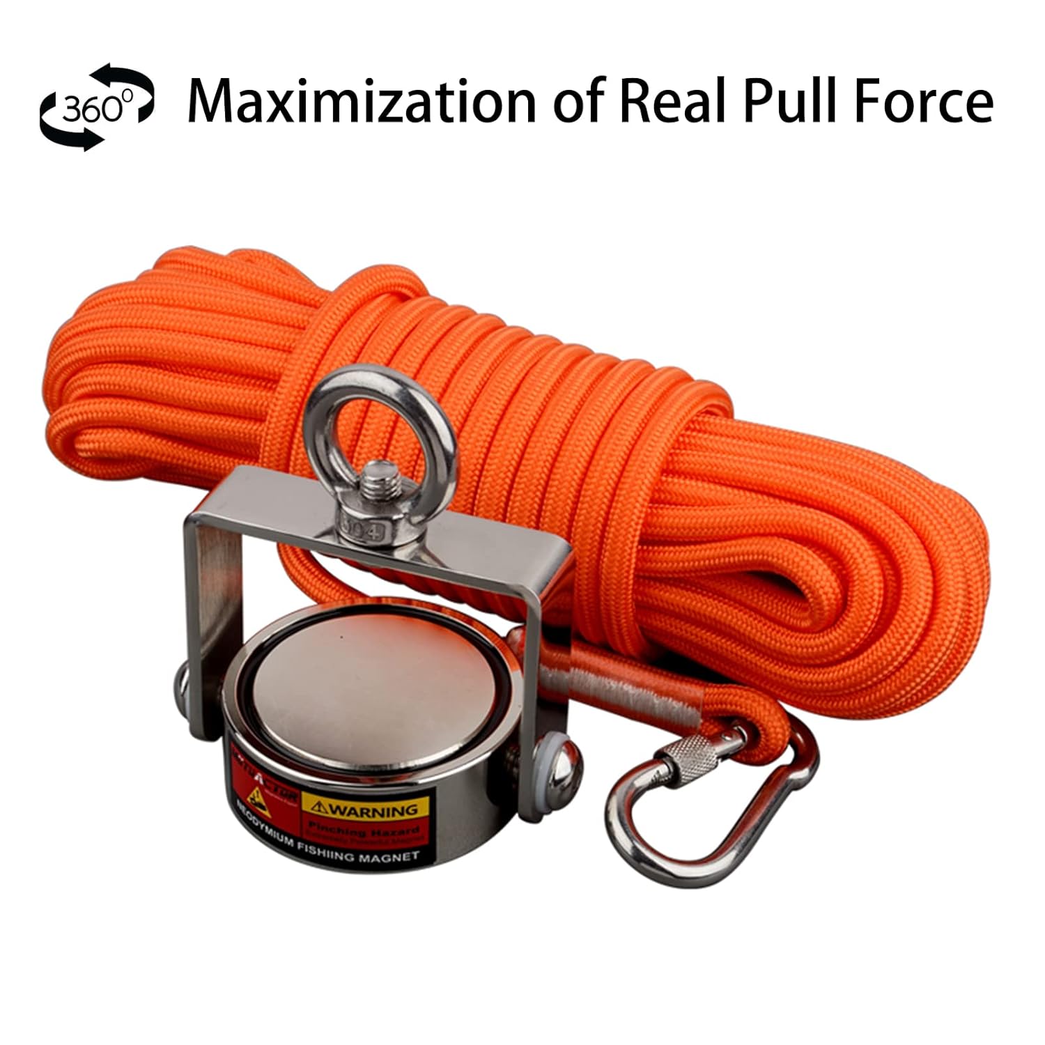 Aimant De Pêche 300KG Rotatif 360° Double Face - N52 Néodyme - Pour Récupération Métaux, Détection - Neuf