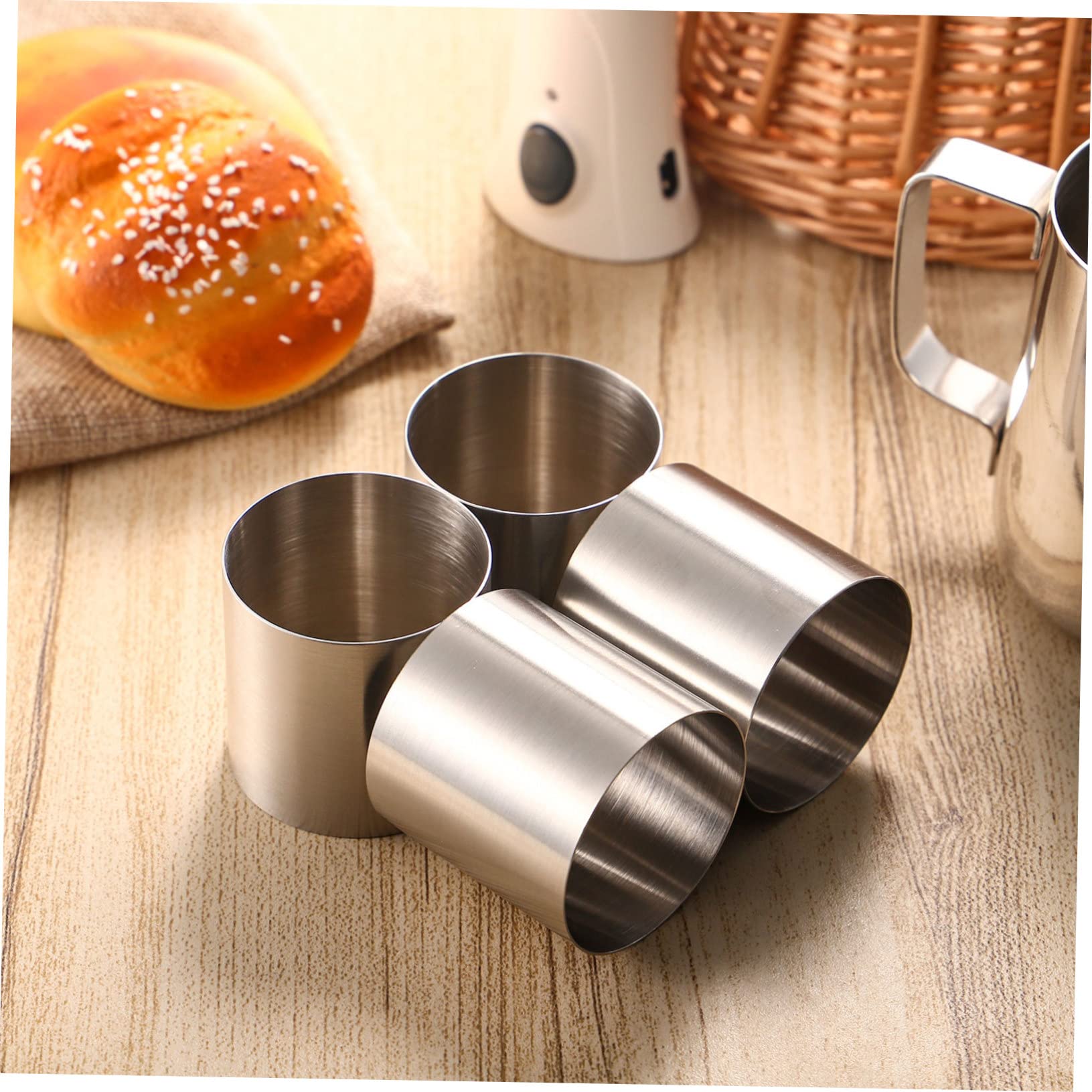 VALICLUD Molde Redondo de Acero Inoxidable para Hornear Mini Postres Bordes Lisos y Fácil Desmoldeo, Paquete de 8 Piezas Adecuado para Mousse y Tartas