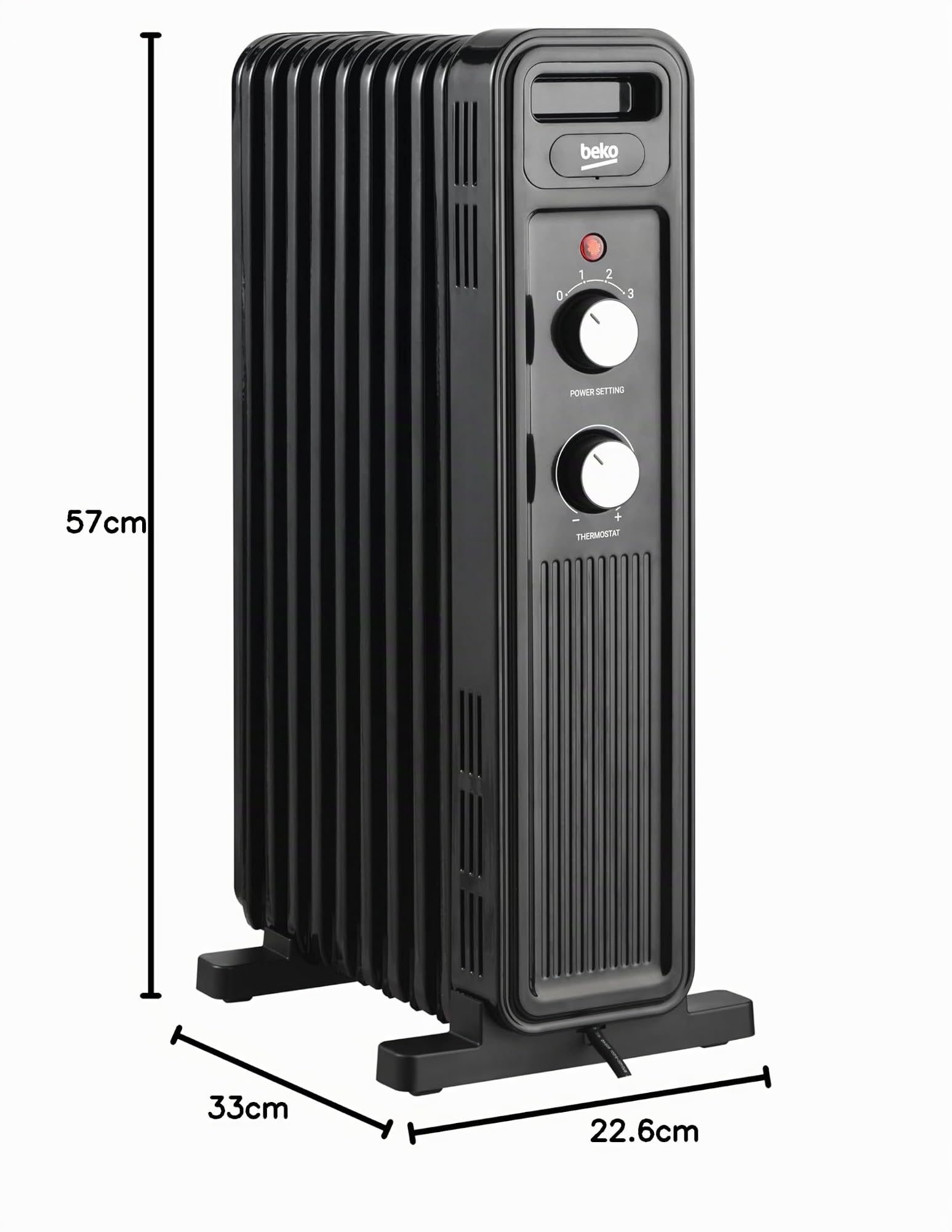 BEKO Radiador de aceite RHO6320B, potencia 2000 W, 9 elementos calefactores, 3 modos, protección contra sobrecalentamiento