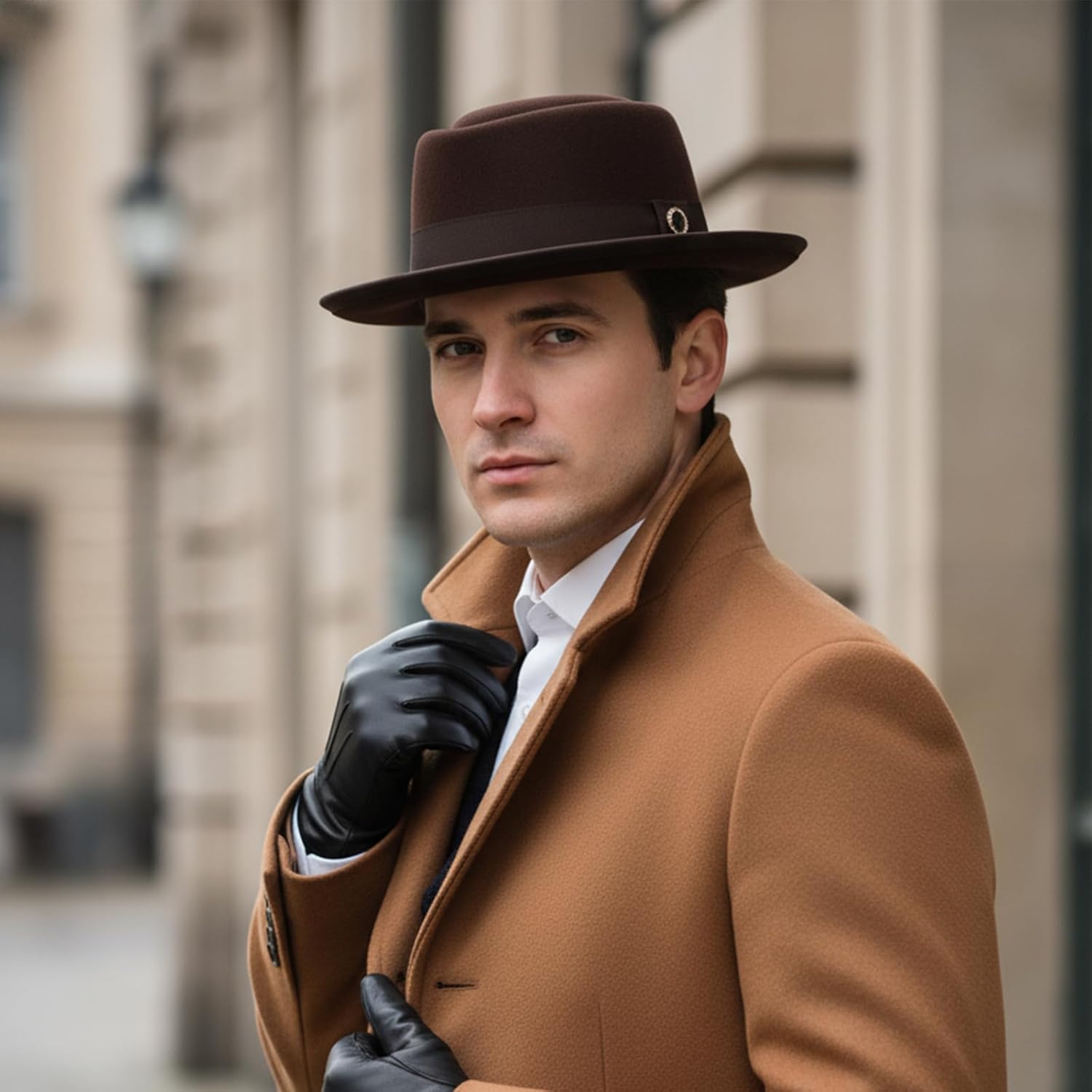 FADACHY Fedora Hats for Men & Women Pork Pie Hat Flat Top Felt Hats Panama Wide Brim Dress Hat - Image 2