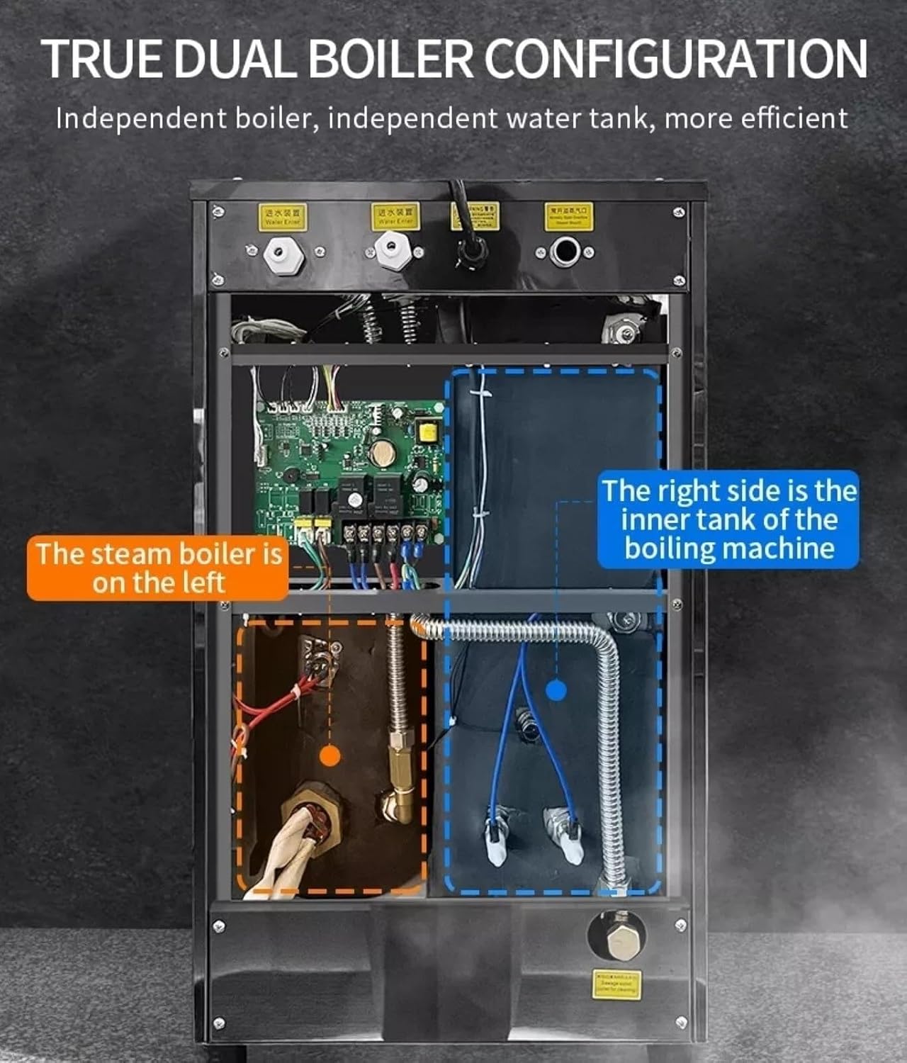 Commercial Automatic Milk Frother Steam Water Boiler 3000W 50L/h Electric Milk Frother for Coffee Milk Tea Dessert with LED Display and Pressure Gauge(White)