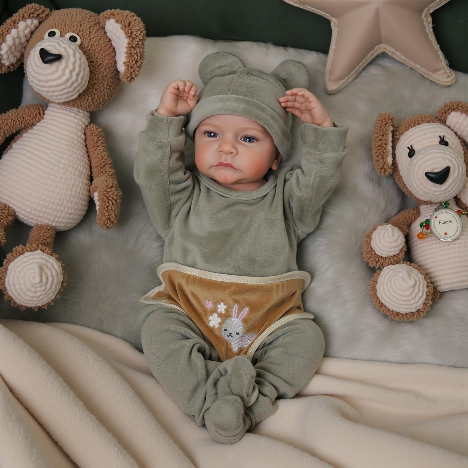 BABESIDE Reborn Puppen Junge 18 Zoll Realistische Babypuppe mit Offenen Augen Wiedergeborenes Neugeborenes echte Puppe Lebensechte Babypuppen Anatomisch Korrekt Sieht Aus Wie EIN Echtes Baby