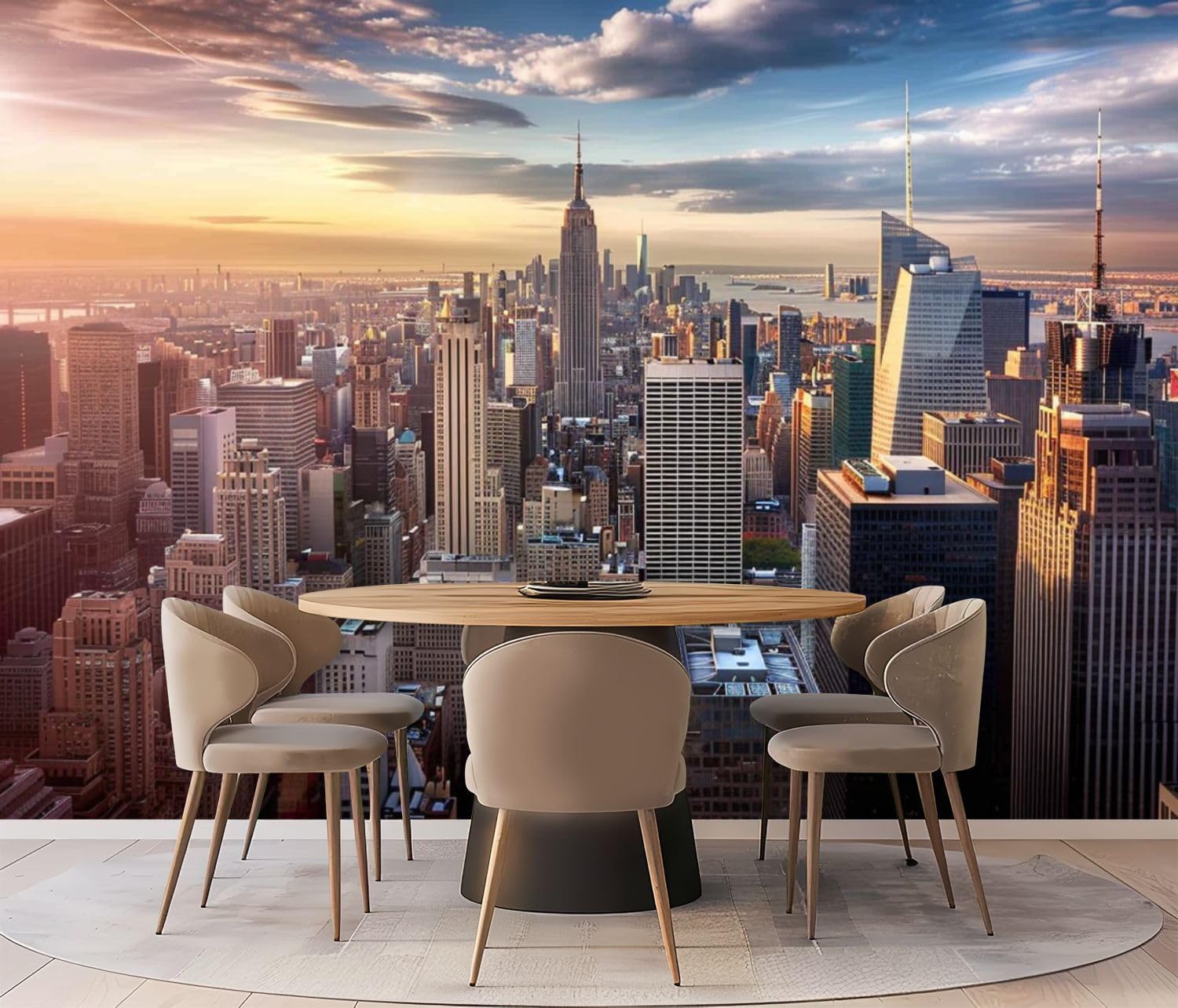 Wall Mural Peel & Stick New York City Skyline Self-Adhesive Wallpaper Removable Wall Decal Wall Sticker Home Decor for Living Room Bedroom 69"x98"