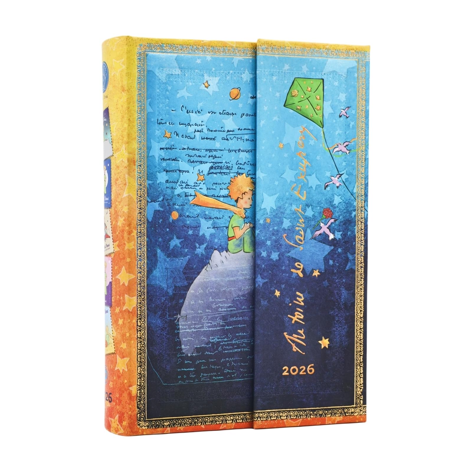 2026 Saint-Exupéry, The Little Prince (Embellished Manuscripts Collection) Mini 12-month Day-at-a-Time Hardcover Flexi Dayplanner 2026 (Wrap Closure)