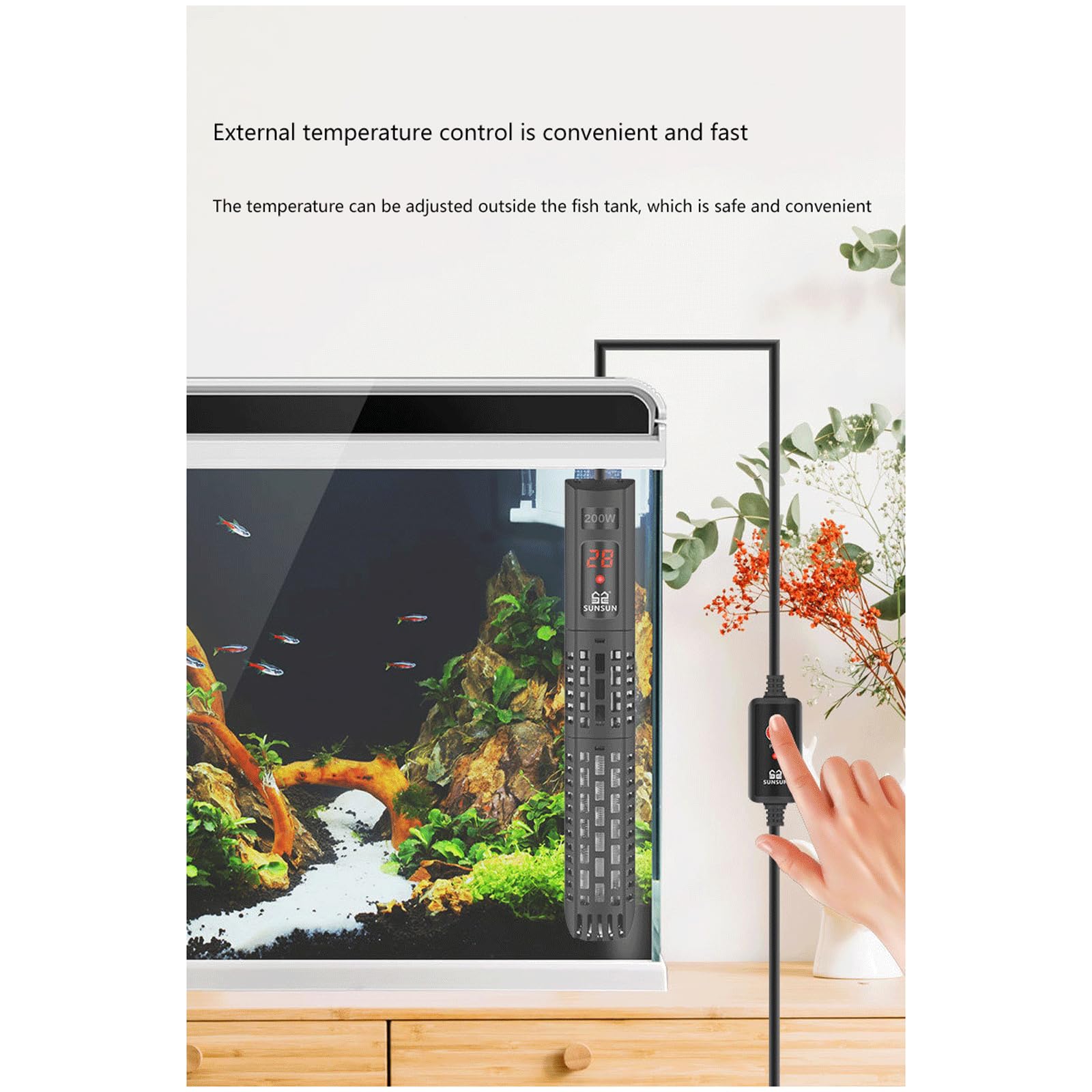 Asta riscaldante per Acquario per Acquario Riscaldatore Automatico a Prova di Esplosione a Temperatura costante, 200 W (25 W)