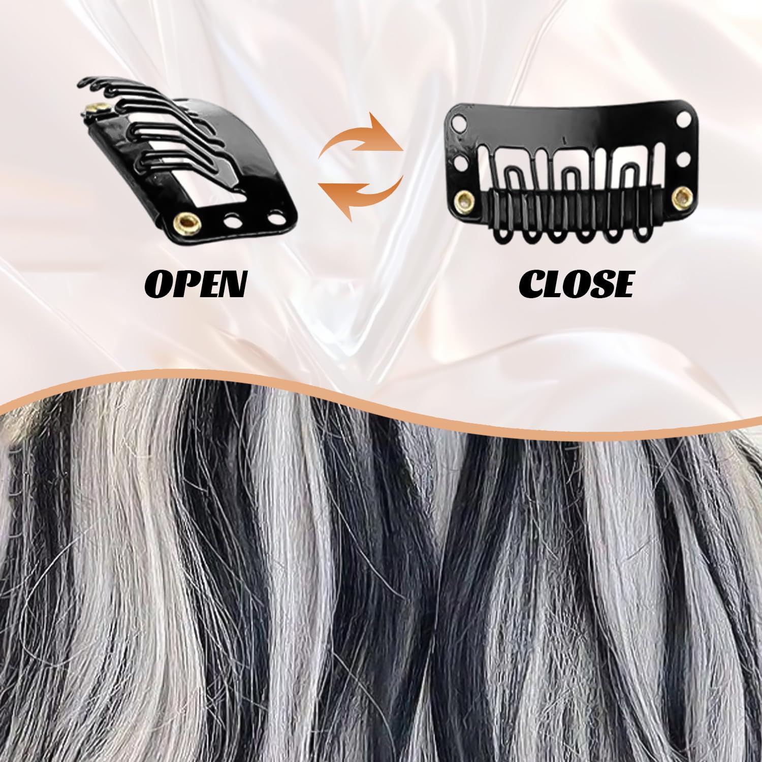 10 Pcs Black Hair Extensions, 22 tum - Image 4