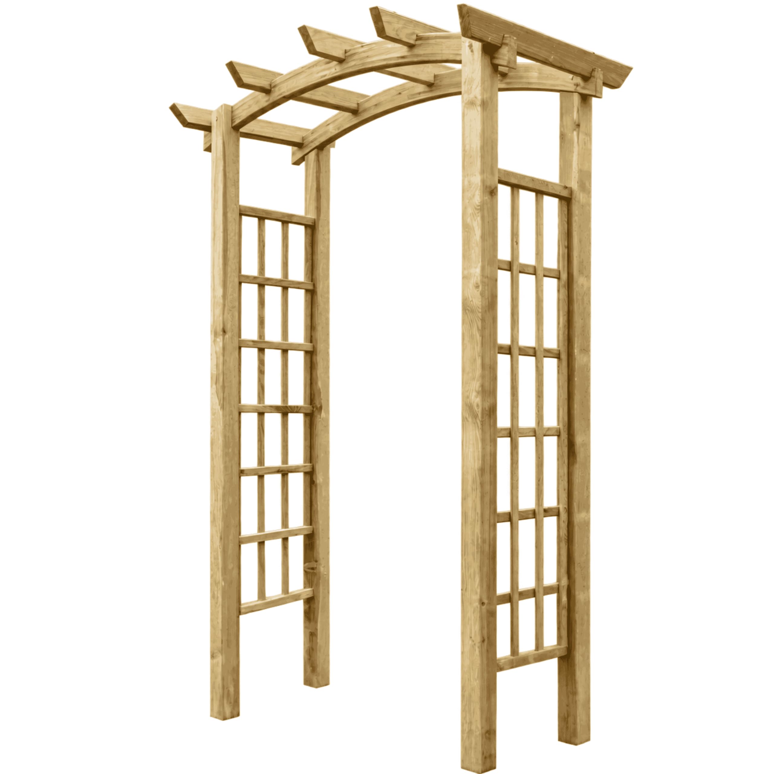 Waltons Wooden Garden Arch, Bow Top Rose Arch with Trellis Sides