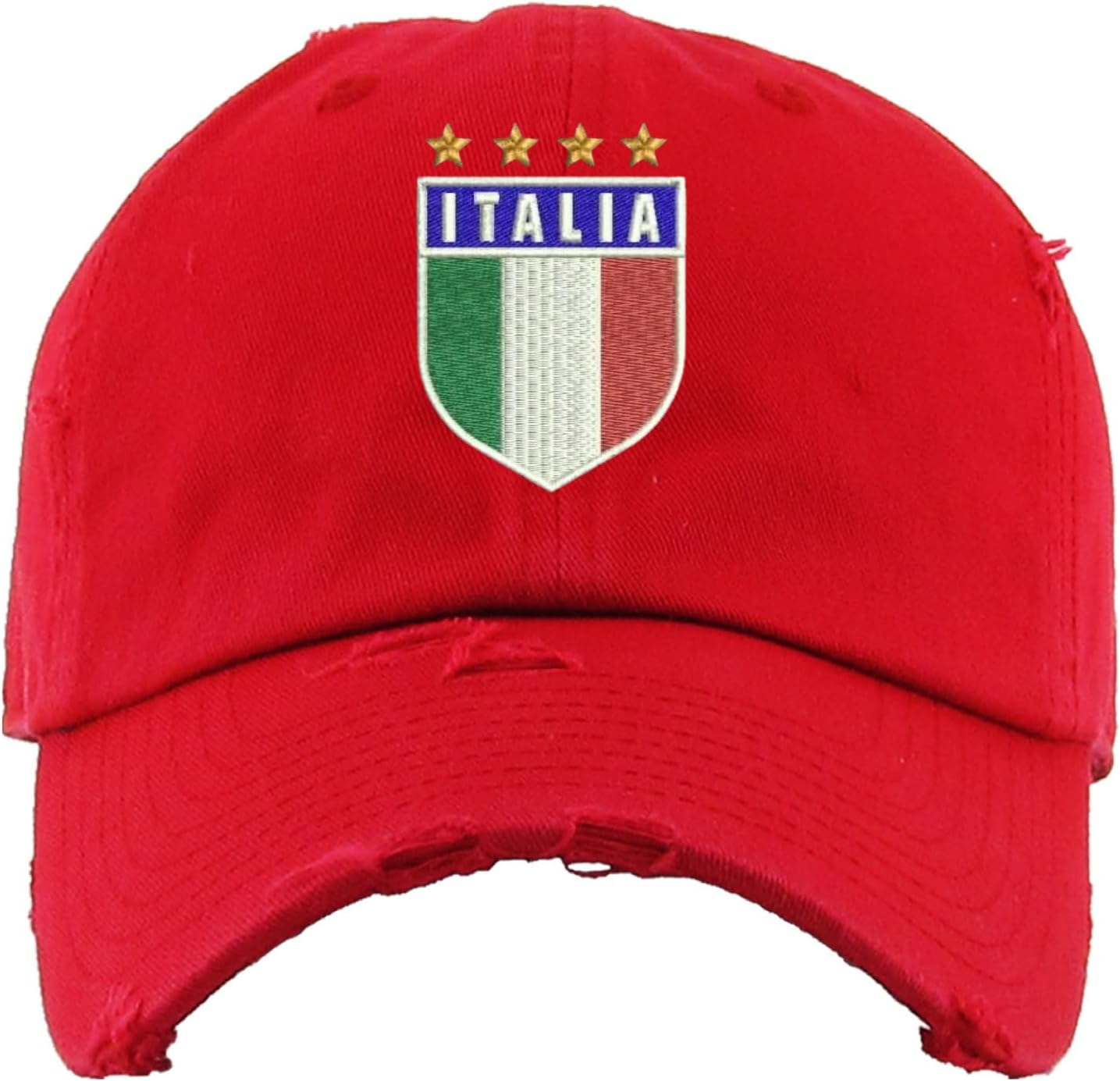 ALLNTRENDS Italia Soccer Italy Flag World Cup Distressed Embroidered Dad Hat