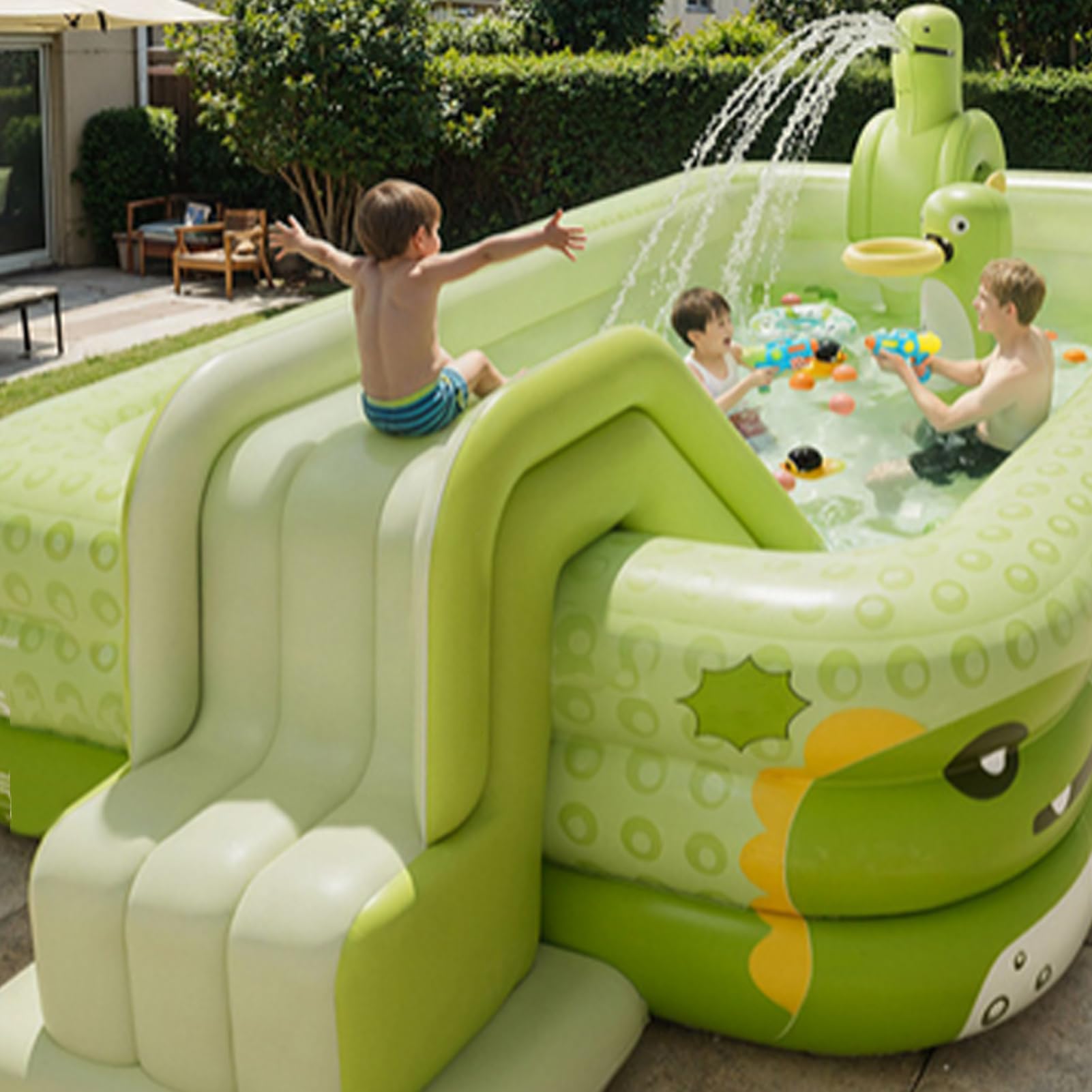 Tobogán inflable plegable para niños, cómodo y familiar, montaje rápido seguro, para parque acuático, jardín, ocio, cumpleaños, utilidad exterior e interior elegante
